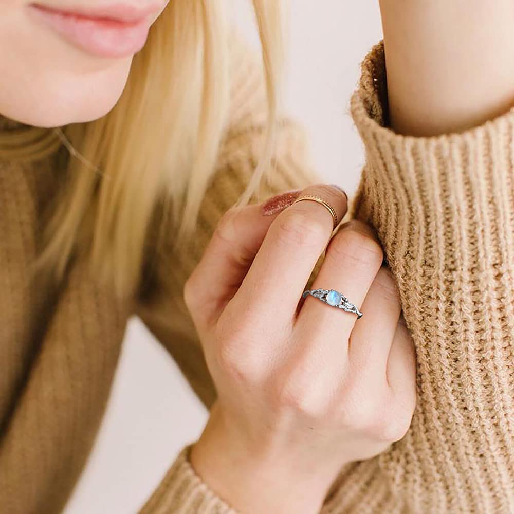 Authentic Rainbow Moonstone Sterling Silver Ring for Women – Dainty Minimalist Thumb Ring, Trendy Statement Band – Perfect for Everyday Wear, Gifts & Boho Jewelry Collection