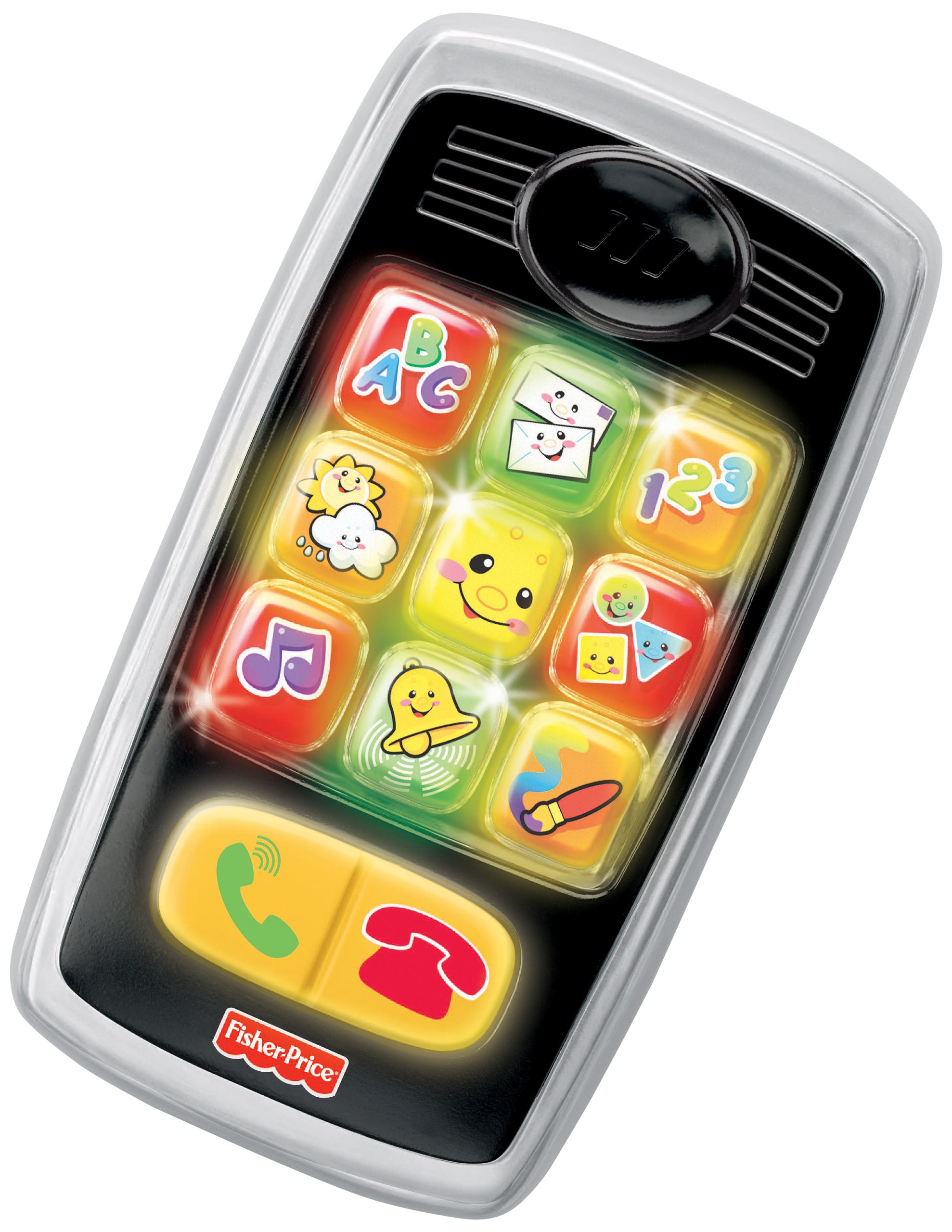Fisher-Price Laugh & Learn Smilin' Smart Phone Toy for Babies - Interactive Learning Phone with Lights, Sounds & Music - Best Educational Toy Gift for 6-36 Month Olds - Perfect for Playtime, Travel & Early Learning Development
