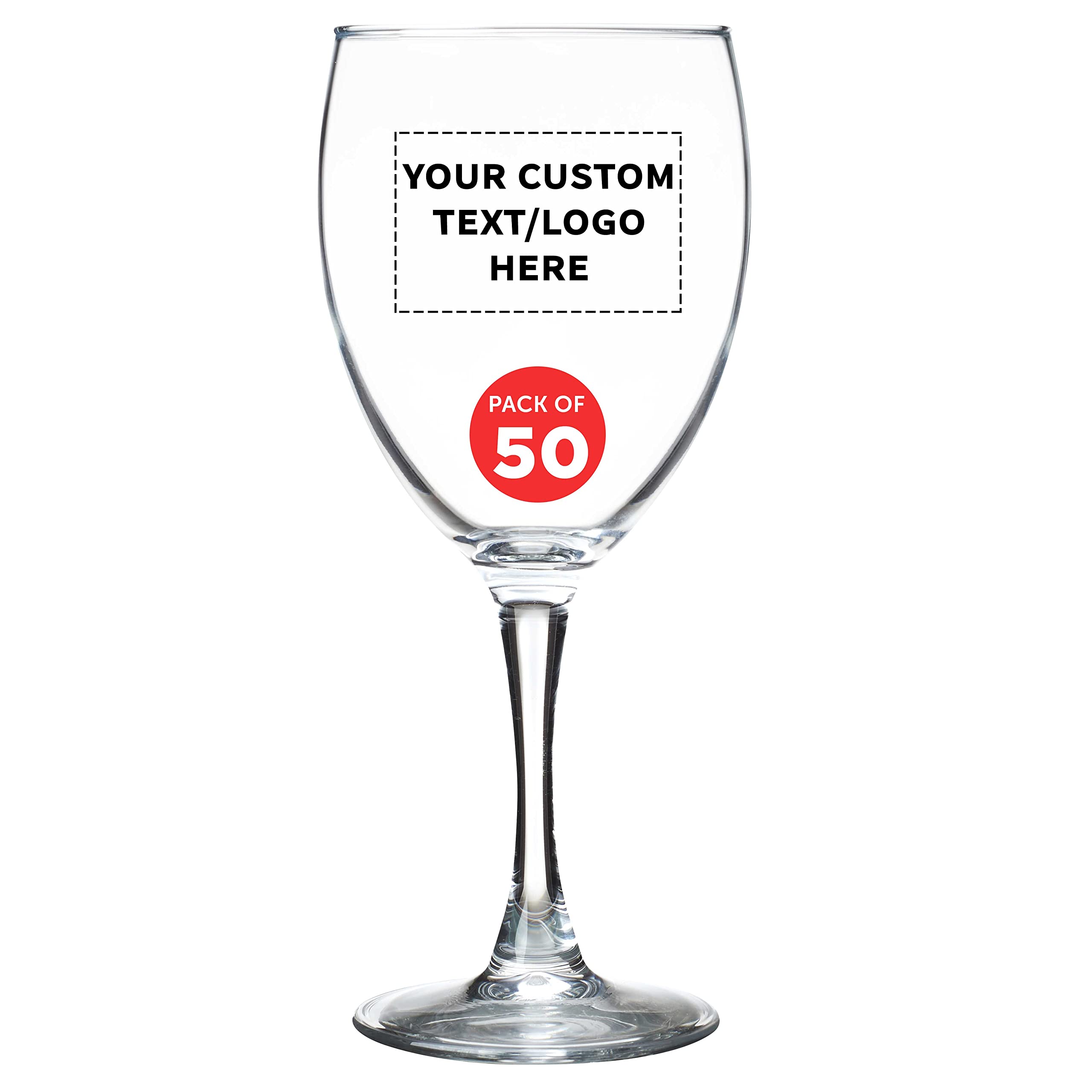 ARC 10.5 oz Custom Nuance Wine Glasses - Set of 50 Bulk Pack, Personalized Restaurant Glassware for Red Wine, White Wine & Cocktails - Clear Crystal Stemware - Perfect for Weddings, Bars, Catering & Fine Dining