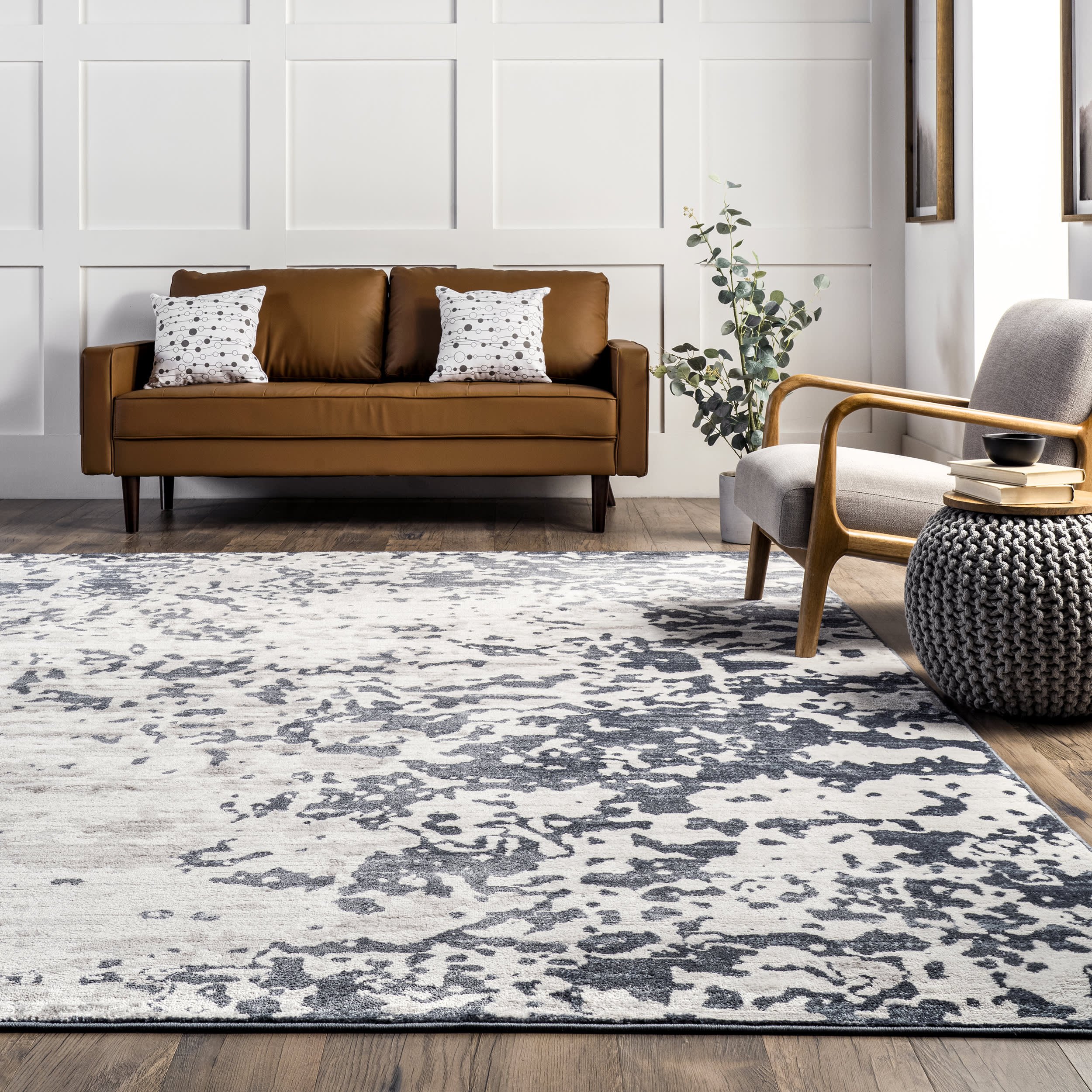 Camryn Mottled Abstract Rug - Blue Modern Area Rug for Living Room, Bedroom & Office Decor