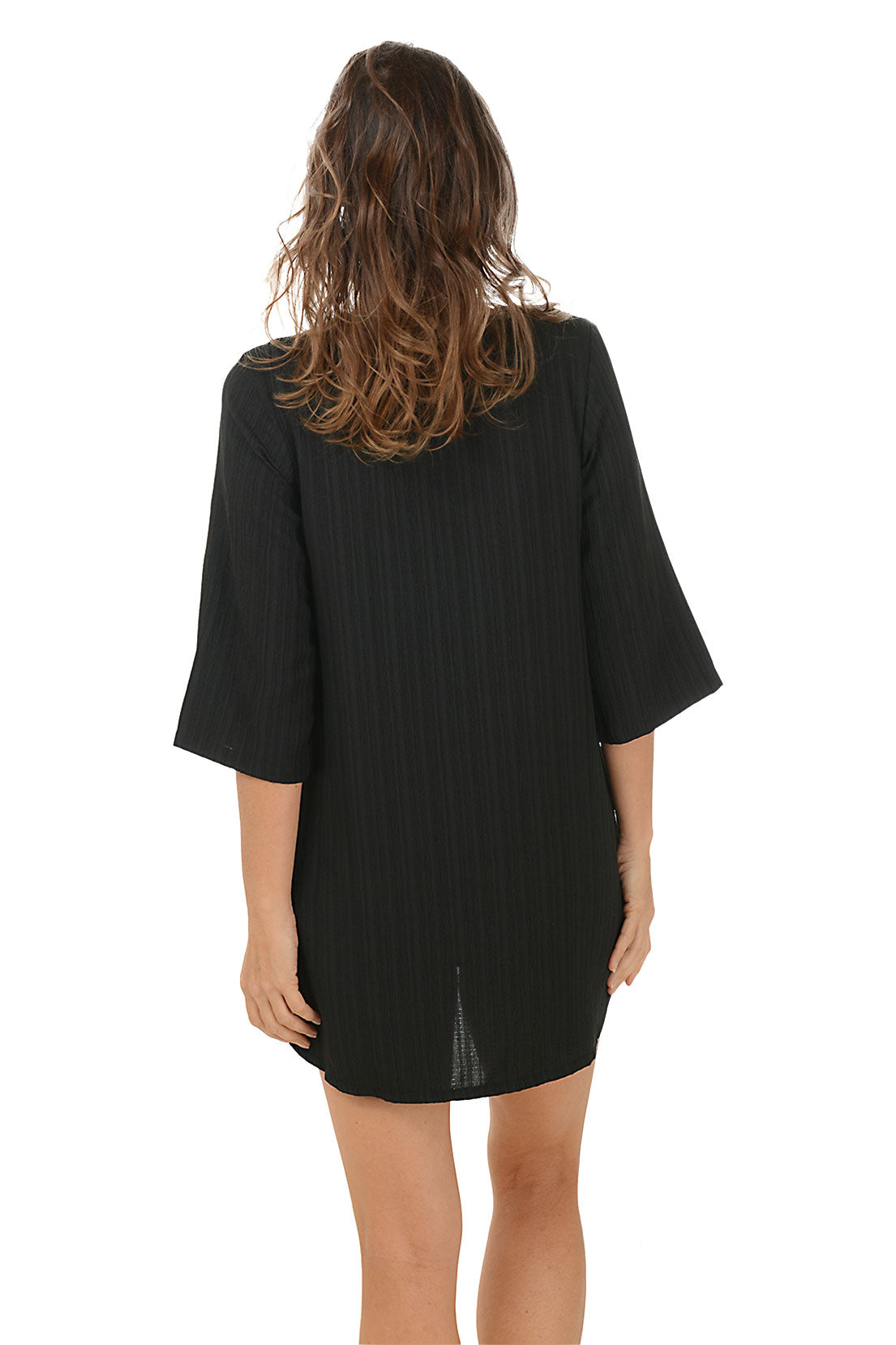 Cancun Lace Neck Tunic Cover Up - Elegant Beach Dress for Women, Summer Swimwear Cover Up, Boho Chic Resort Wear for Poolside, Vacation & Tropical Getaways