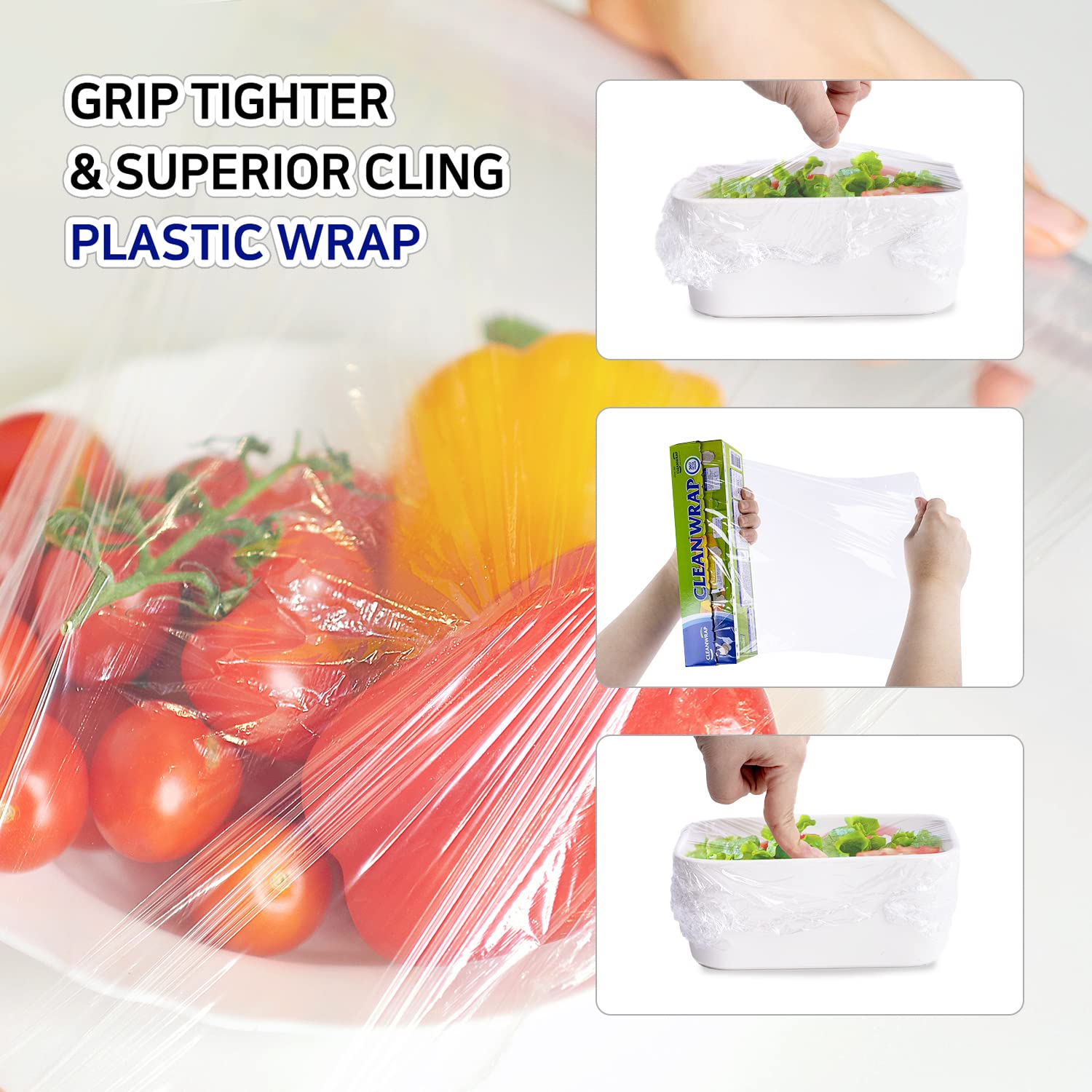 BPA Free Plastic Wrap for Food - 11.81in x 393.7ft Clear Press & Seal Wrap (3 Pack) | Food Safe, Transparent Wrapping Paper for Baked Goods, Meal Prep & Leftovers | Ideal for Kitchen Storage, Picnics & Party Platters