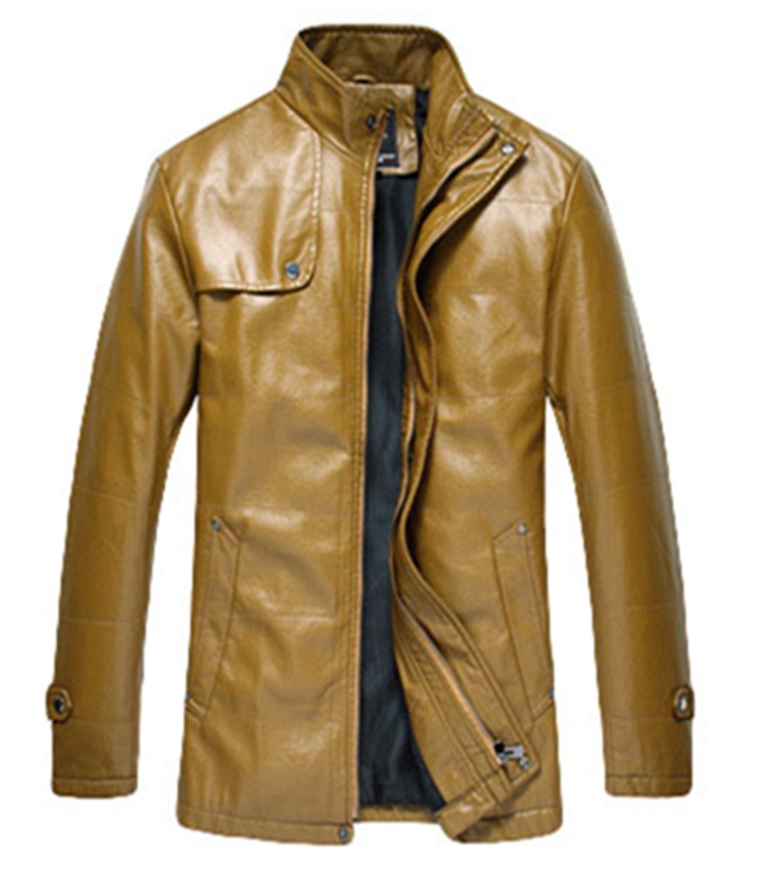 Men's Winter PU Faux Leather Jacket - Stand Collar Windbreaker Motorcycle Coat for Casual Wear & Outdoor Riding | Waterproof & Warm Cold Weather Jacket