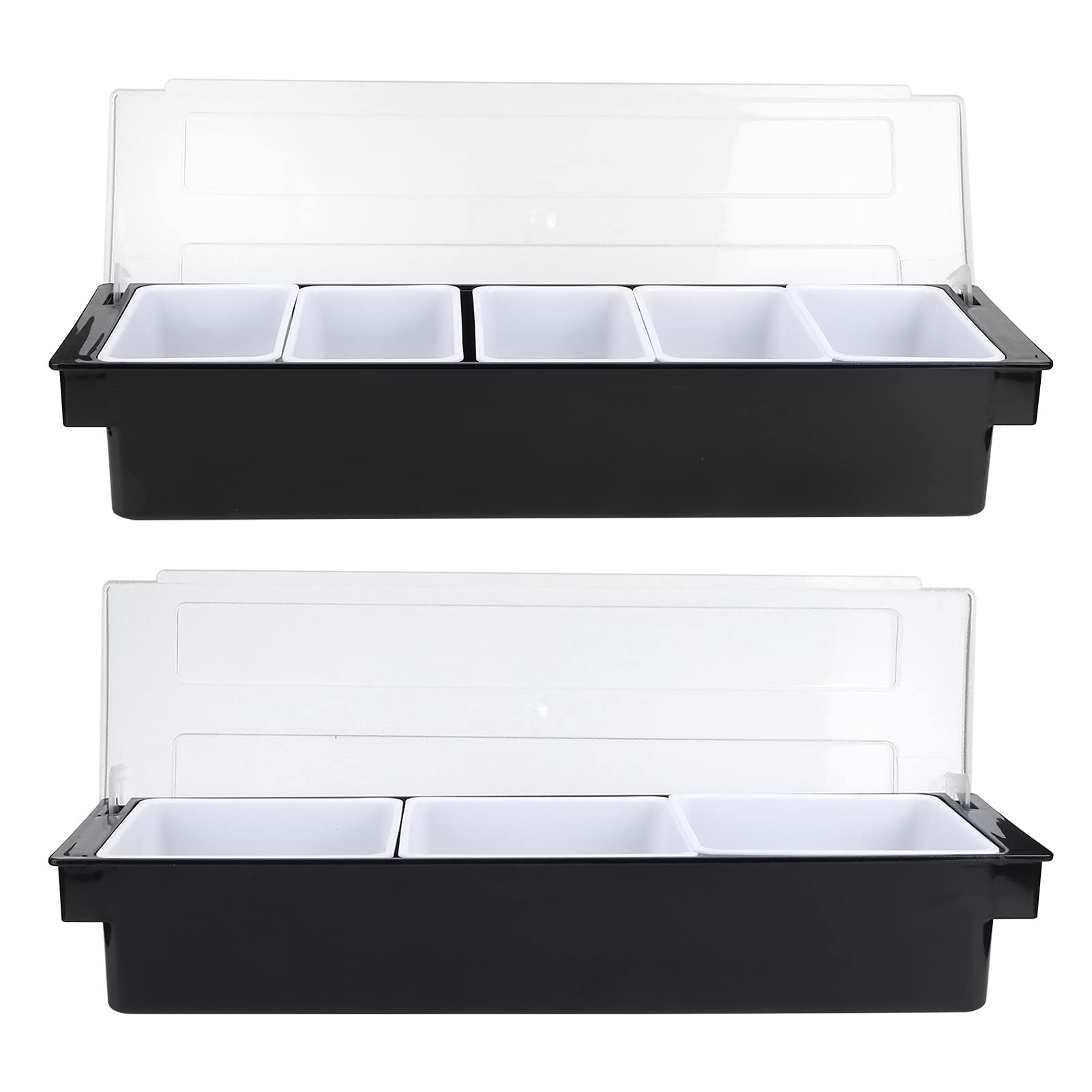 Black Plastic Condiment Dispenser with Transparent Lid - 3 Compartment Kitchen Storage Box for Fruits, Seasonings, and Snacks - Perfect for Home, Kitchen, and Bar Organization