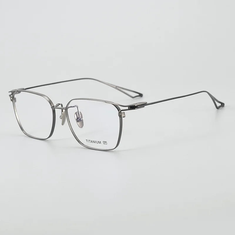 Unisex Black Titanium Square Full Rim Eyeglasses 9497 - Stylish & Durable for Work, Reading & Everyday Wear