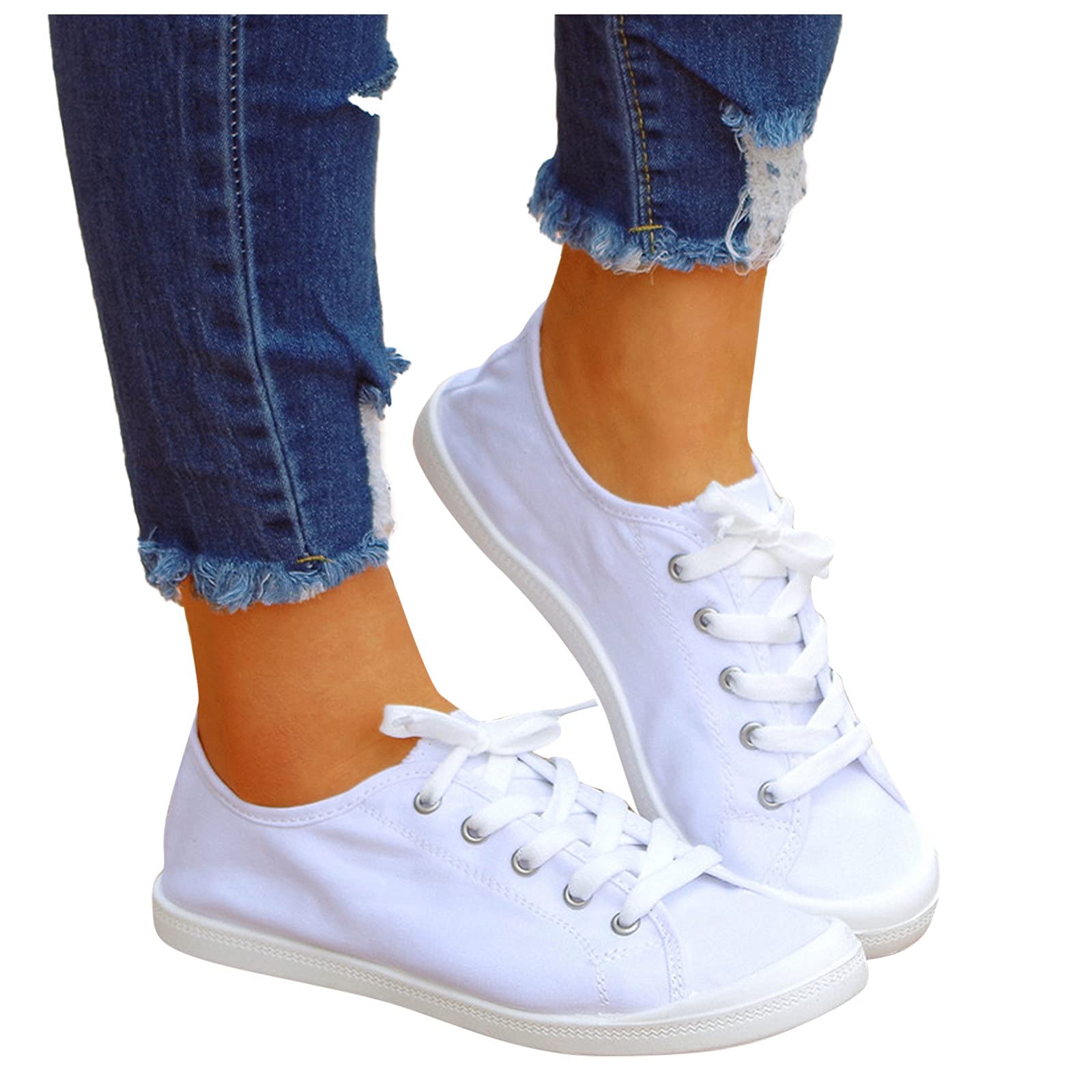 Women's Comfortable Wide Width Flats - Dressy Canvas Loafers & Oxfords for Work, Casual & Autumn Wear - Soft Sneakers for Ladies