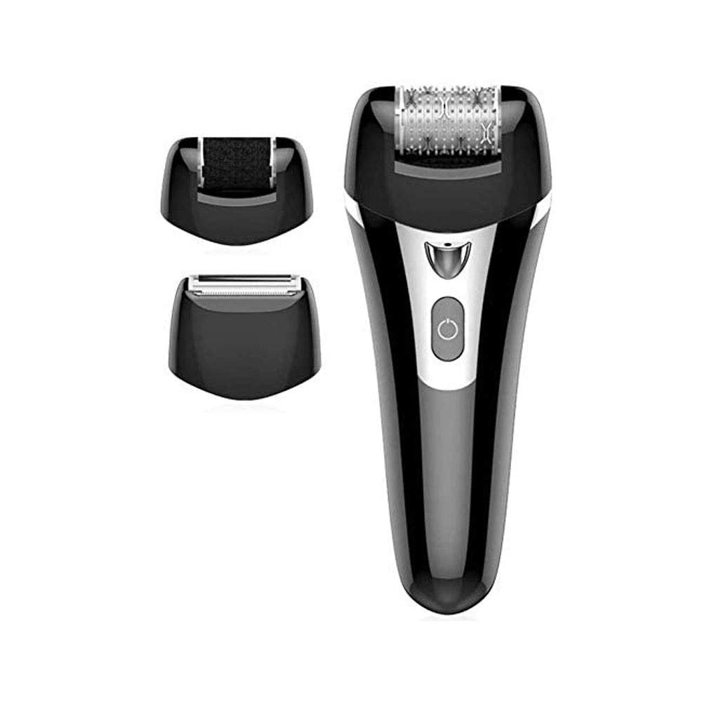 Electric Epilator for Women - 3-in-1 Hair Removal Device for Legs, Underarms & Bikini Area - Facial Hair Remover - Smooth Skin Care Kit (Black) - Perfect for Home Use & Travel Beauty Routine