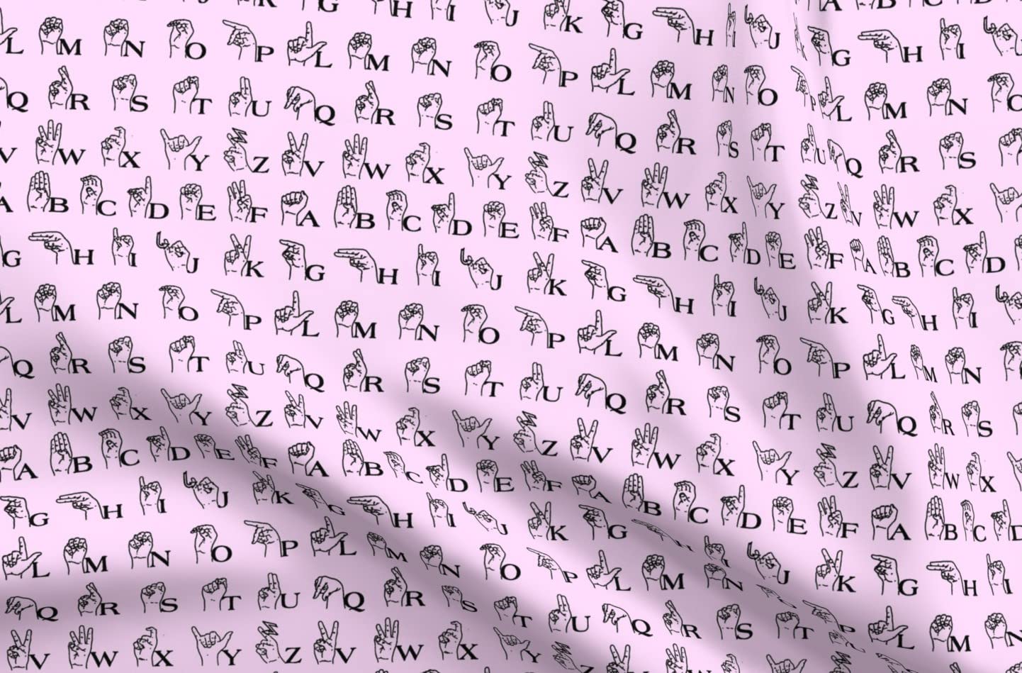 Sign Language Alphabet Printed Chiffon Fabric Fat Quarter - Soft & Lightweight for Sewing Dresses, Fashion Apparel & Home Decor - Perfect for Baby Nursery, DIY Crafts & Quilting Projects