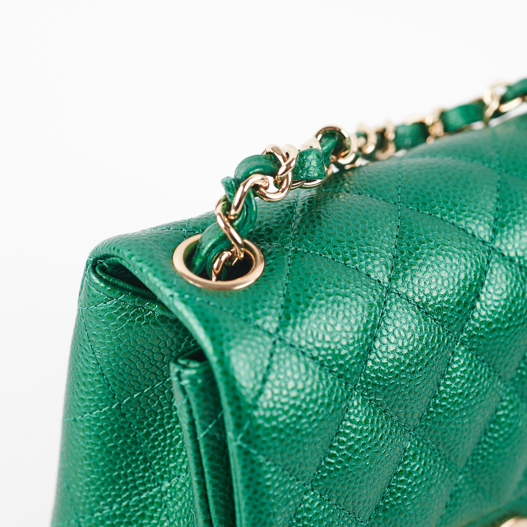 Chanel Quilted Caviar Mini Square Bag 18S Emerald Green - Luxury Crossbody Purse for Women, Perfect for Parties, Dating & Evening Events