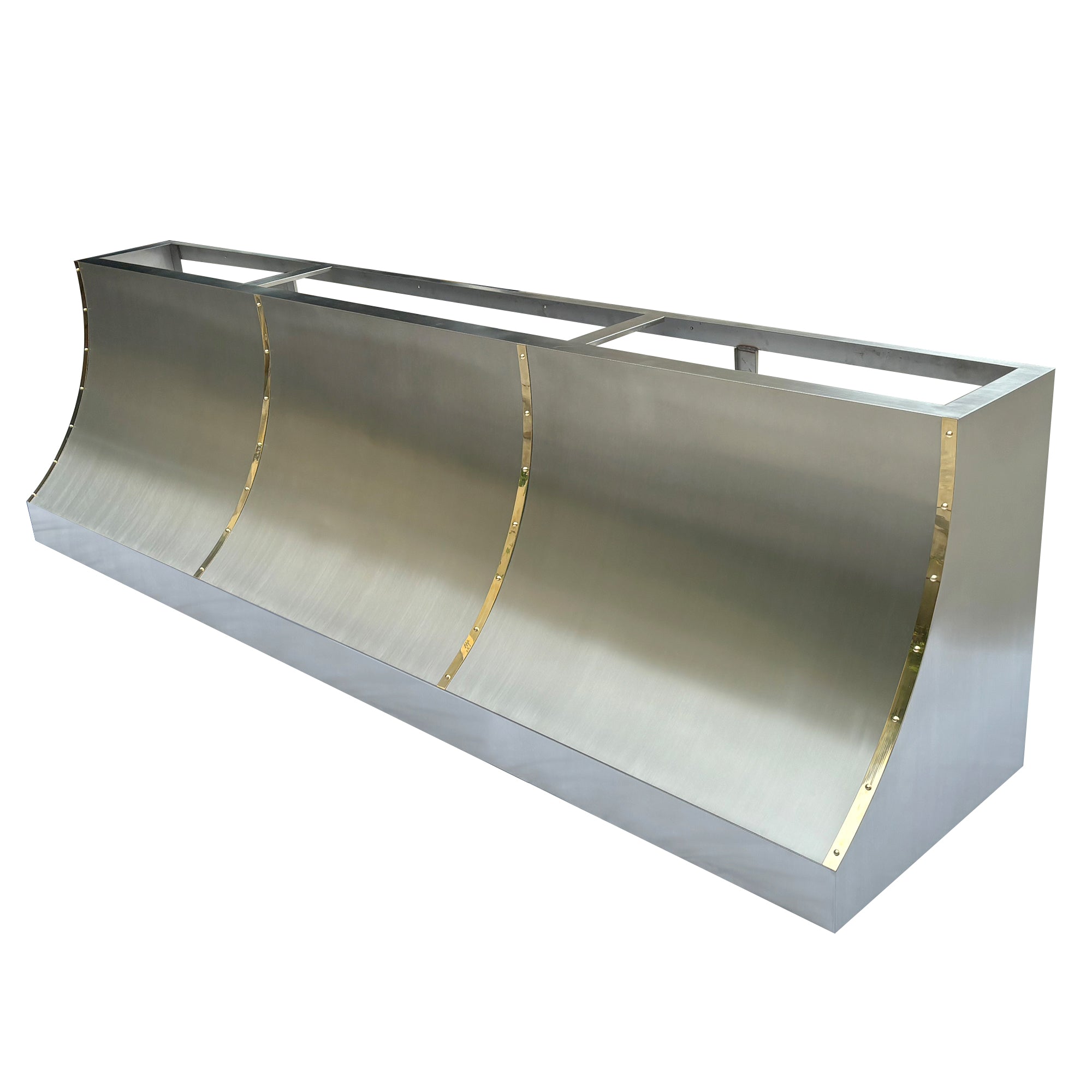 Premium Brushed Stainless Steel Range Hood with Brass Accents - 109