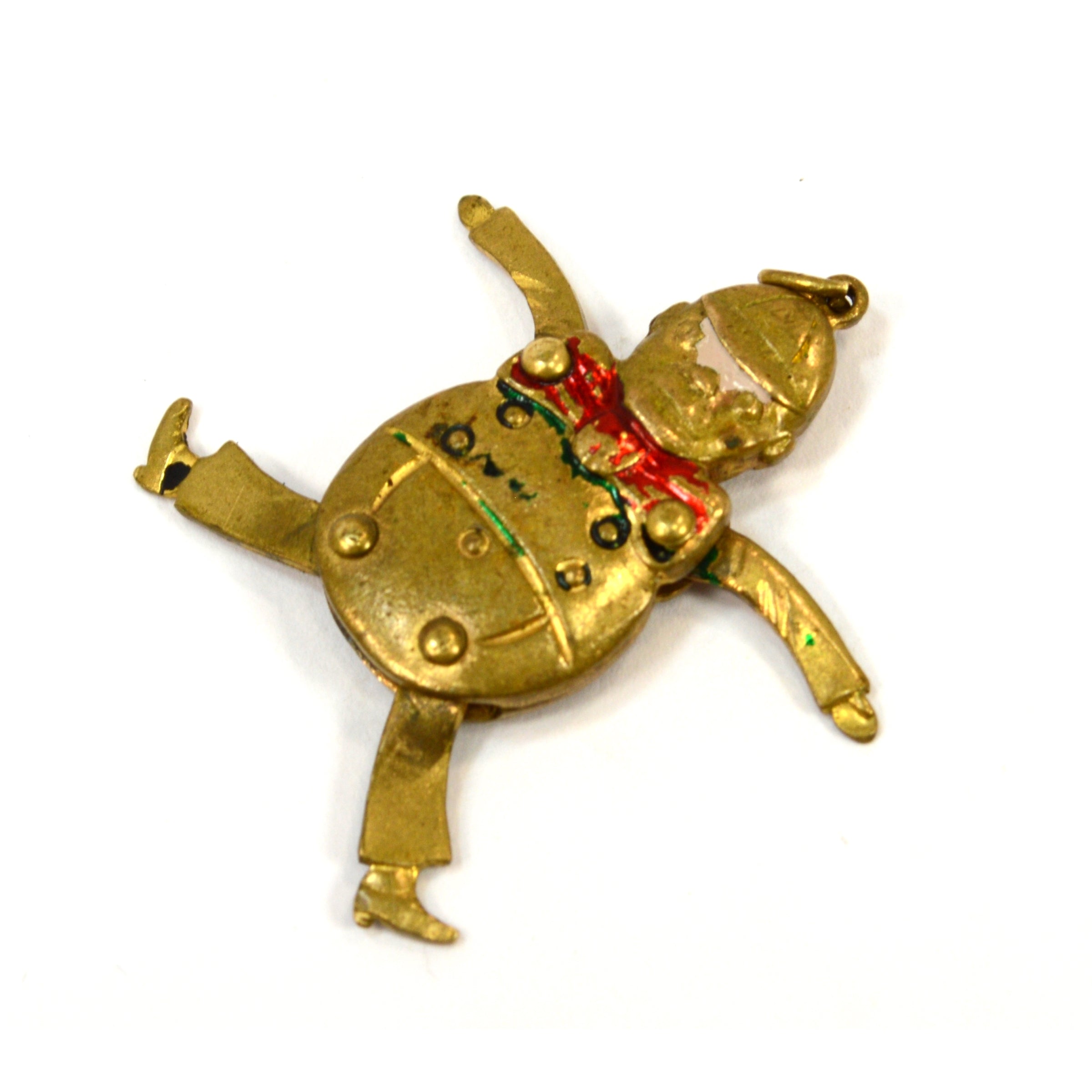 Antique Fairytale Humpty Dumpty Charm Bracelet with Articulated Limbs in Gold Gilt - Perfect for Jewelry Making, DIY Crafts, and Vintage Style Accessories