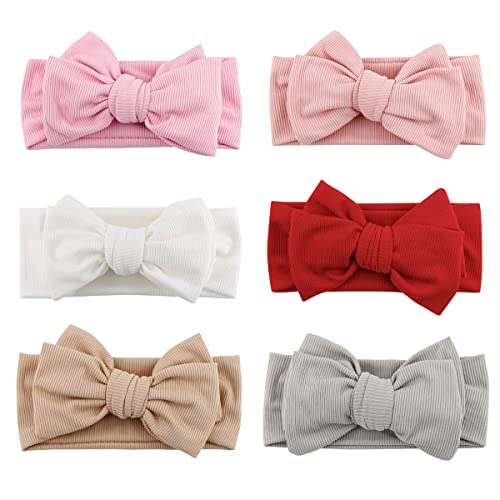 **6PCS Baby Headbands Set - Soft Nylon Bow & Knotted Headwraps for Newborn Girls, Infants & Toddlers - Cute Hair Accessories for Photos, Parties & Everyday Outfits (BB04)**