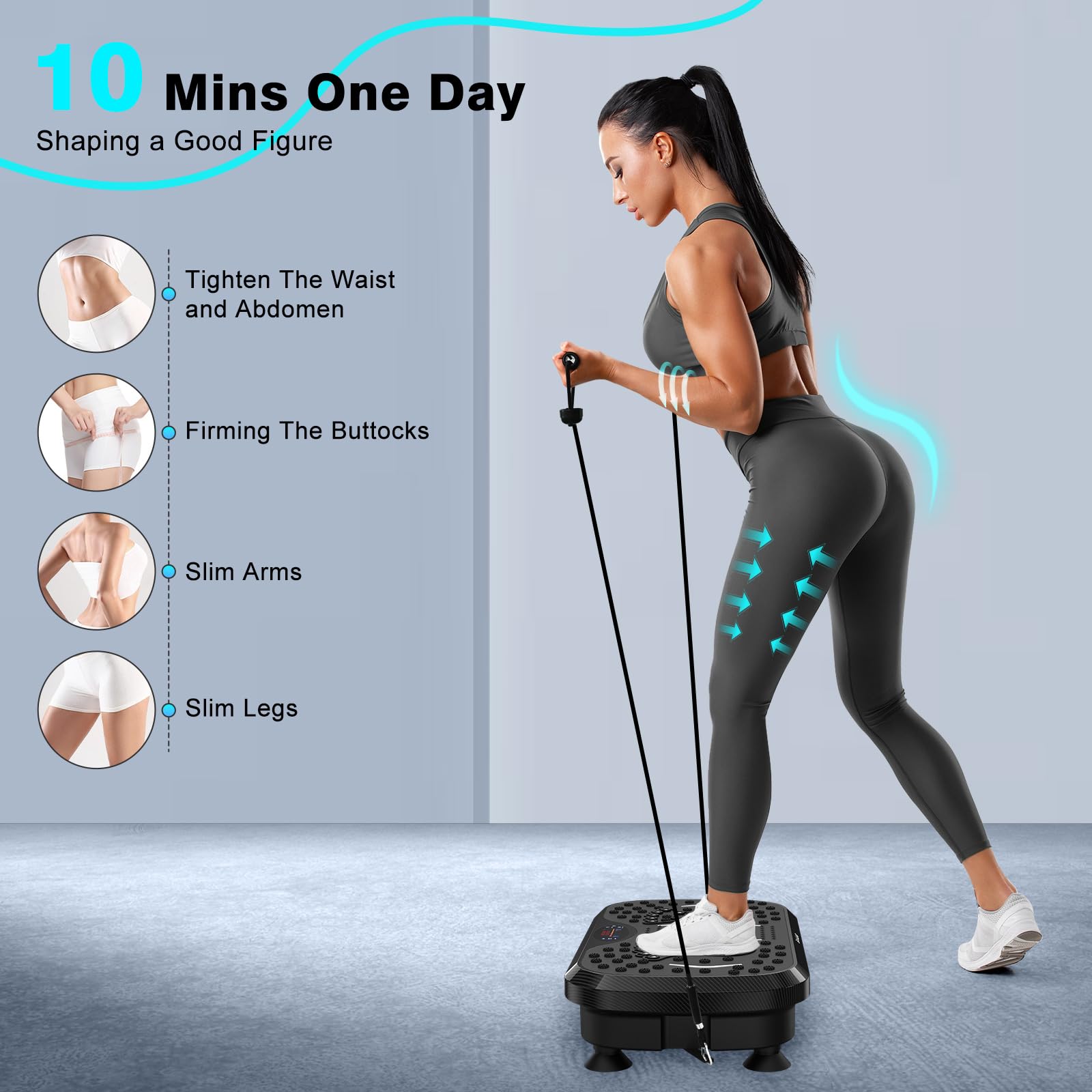 Carbon Fiber Vibration Plate Exercise Machine - 150 Speed Adjustable, 450 lbs Capacity for Full Body Workout & Lymphatic Drainage | Home Gym Equipment for Weight Loss, Muscle Toning & Circulation Improvement