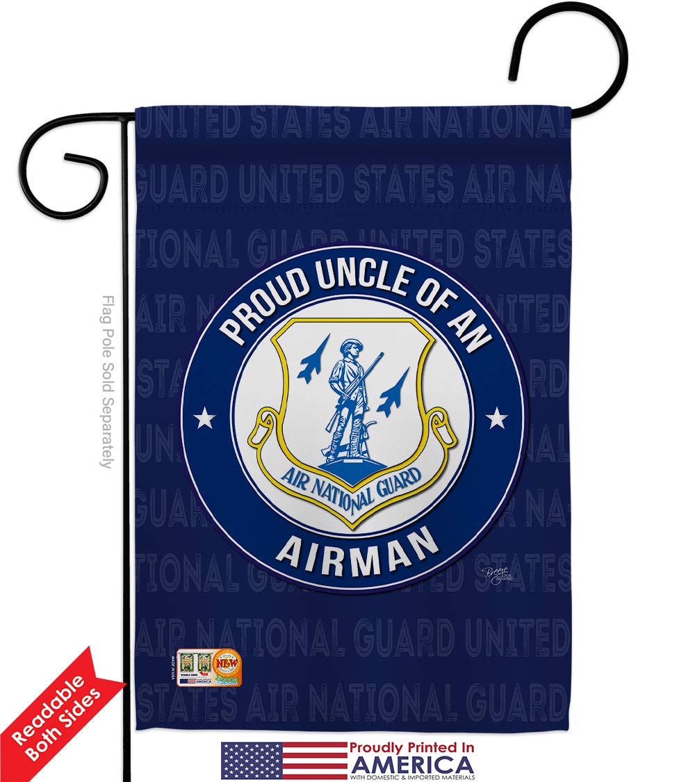 Official National Guard Air Force Garden Flag Kit - Proud Uncle Airman Military Yard Banner, Double-Sided 28x40 Inch, Made in USA - Perfect for Veterans Day, Armed Forces Events & Patriotic Home Decor