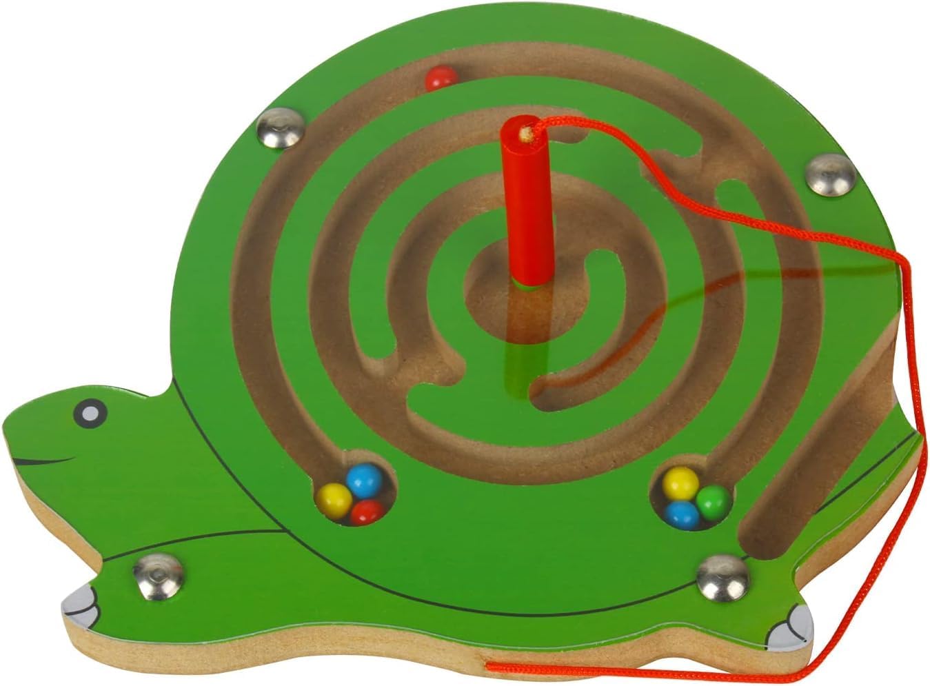 Magnetic Maze Puzzle Game for Kids - Wooden Tortoise Maze Board with Magnetic Pen & Beads | Fun Learning & Motor Skills Development Toy | Great for Travel, Classroom & Family Game Night