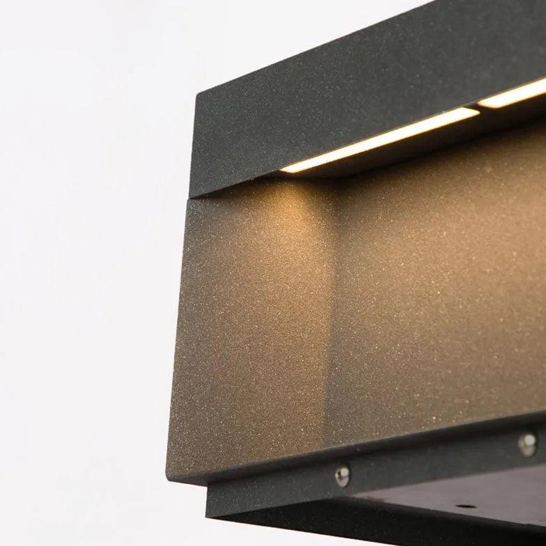 Modern Black Outdoor Square Pillar Lights - Waterproof LED Landscape Lighting for Patio, Garden, Pathway, and Driveway