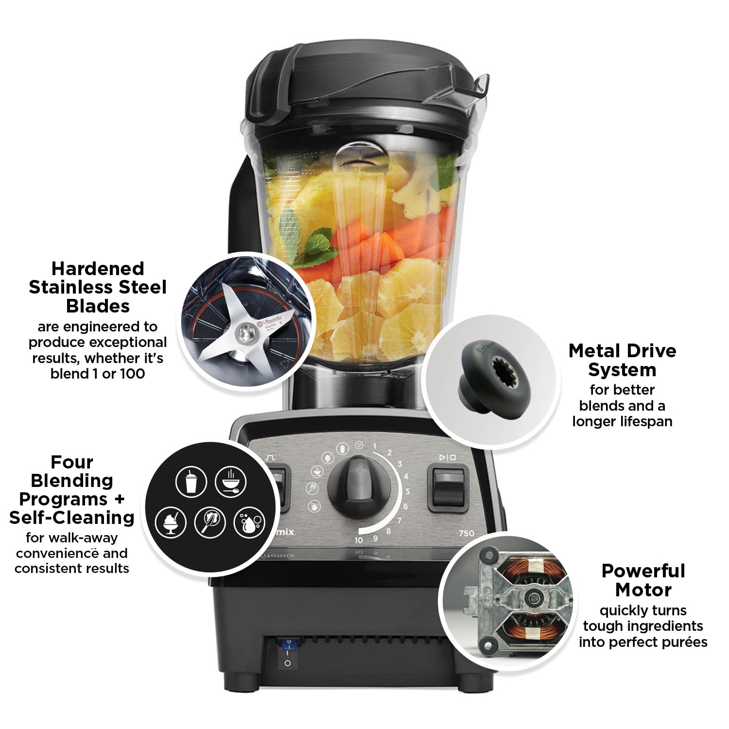 Vitamix Propel Series 750 Professional Blender - 64 oz Low-Profile Container, Slate Finish - High-Performance Blending for Smoothies, Soups & Nut Butters - Perfect for Home Kitchens & Commercial Use