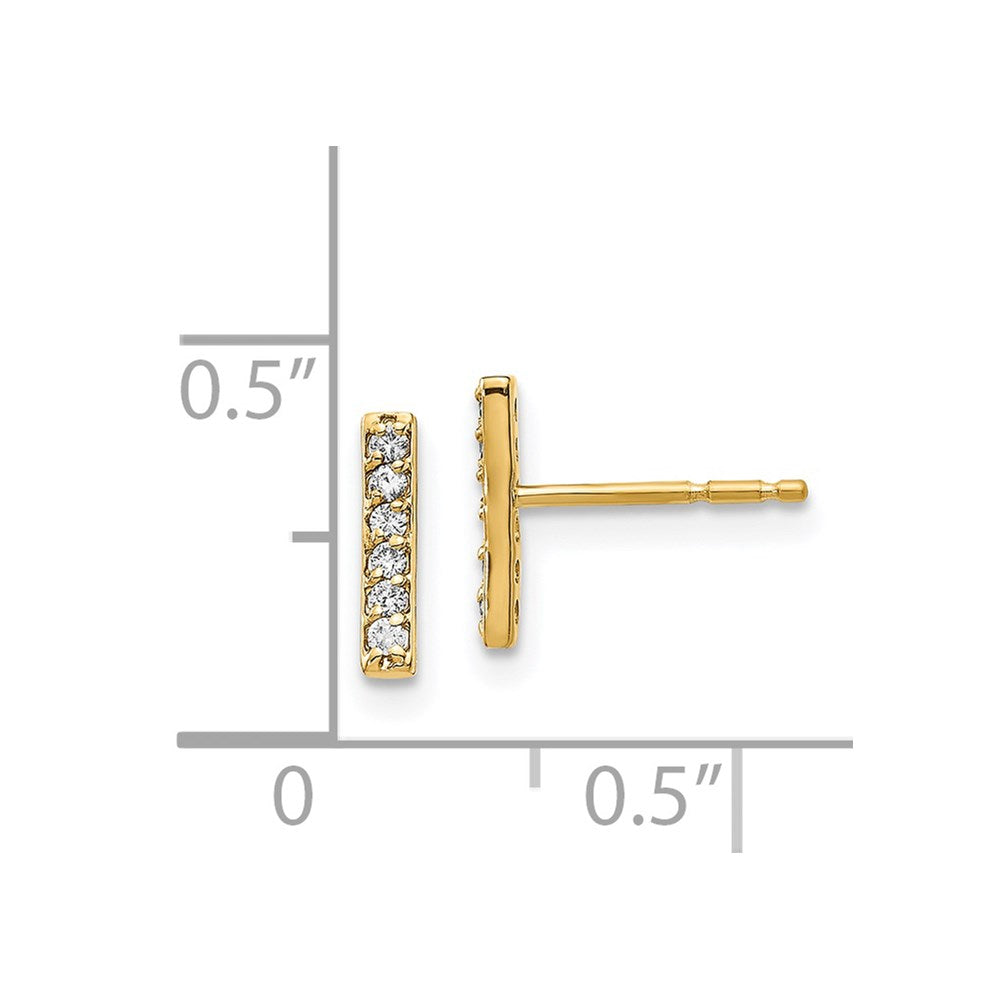14K Gold Diamond Bar Earrings for Women - XE3075A Dainty Luxury Studs for Everyday Wear & Special Occasions