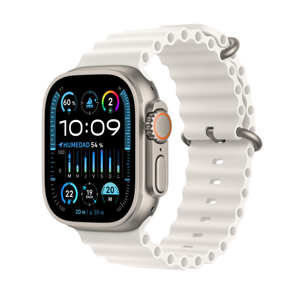 Apple Watch Ultra 2 GPS + Cellular - 49mm Titanium Case with White Ocean Band - Perfect for Outdoor Adventures, Fitness Tracking & Daily Wear