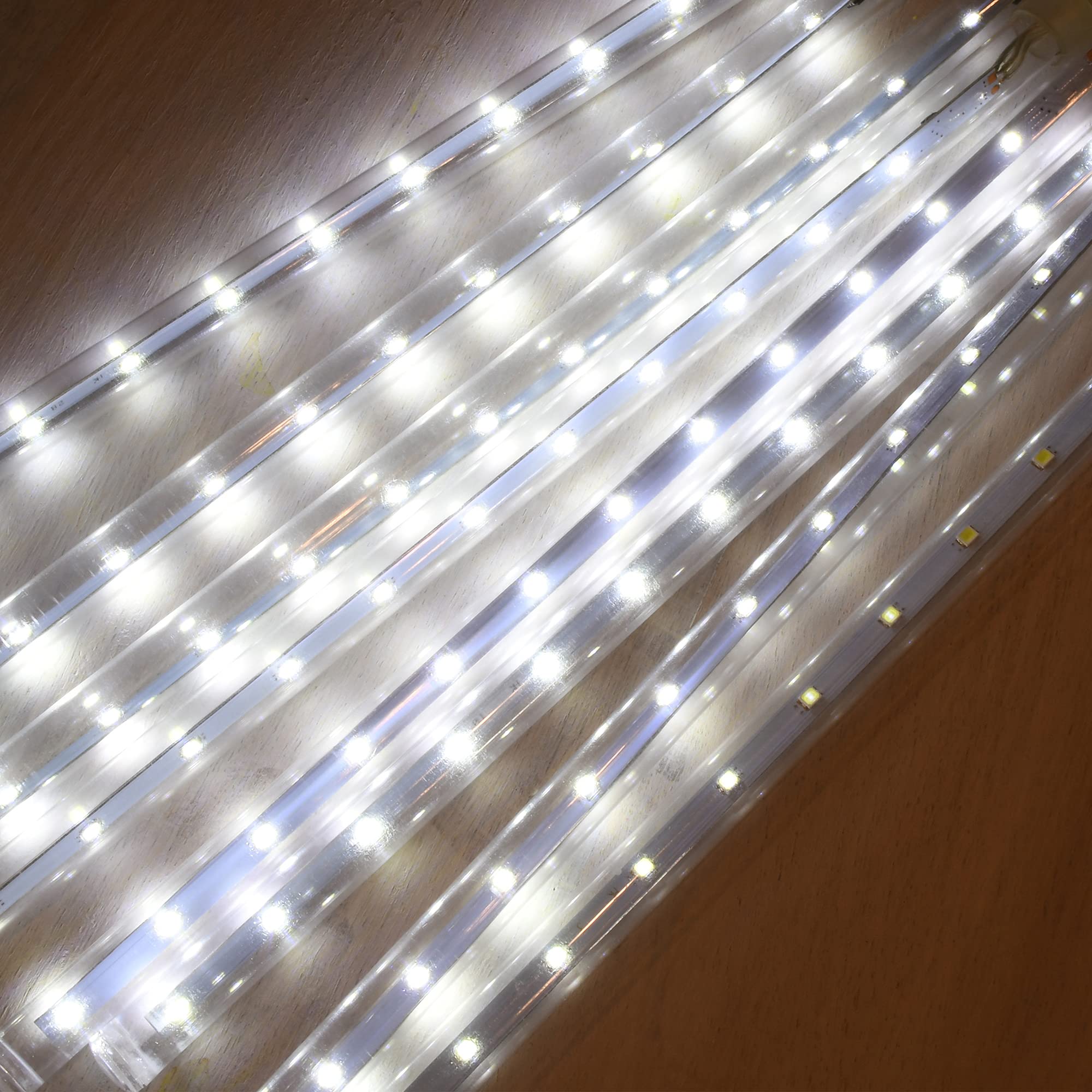 LumaBase Solar Powered LED Meteor Lights - 8 White Light Tubes for Outdoor Garden, Patio, Yard & Landscape Decoration | Weatherproof & Energy Efficient