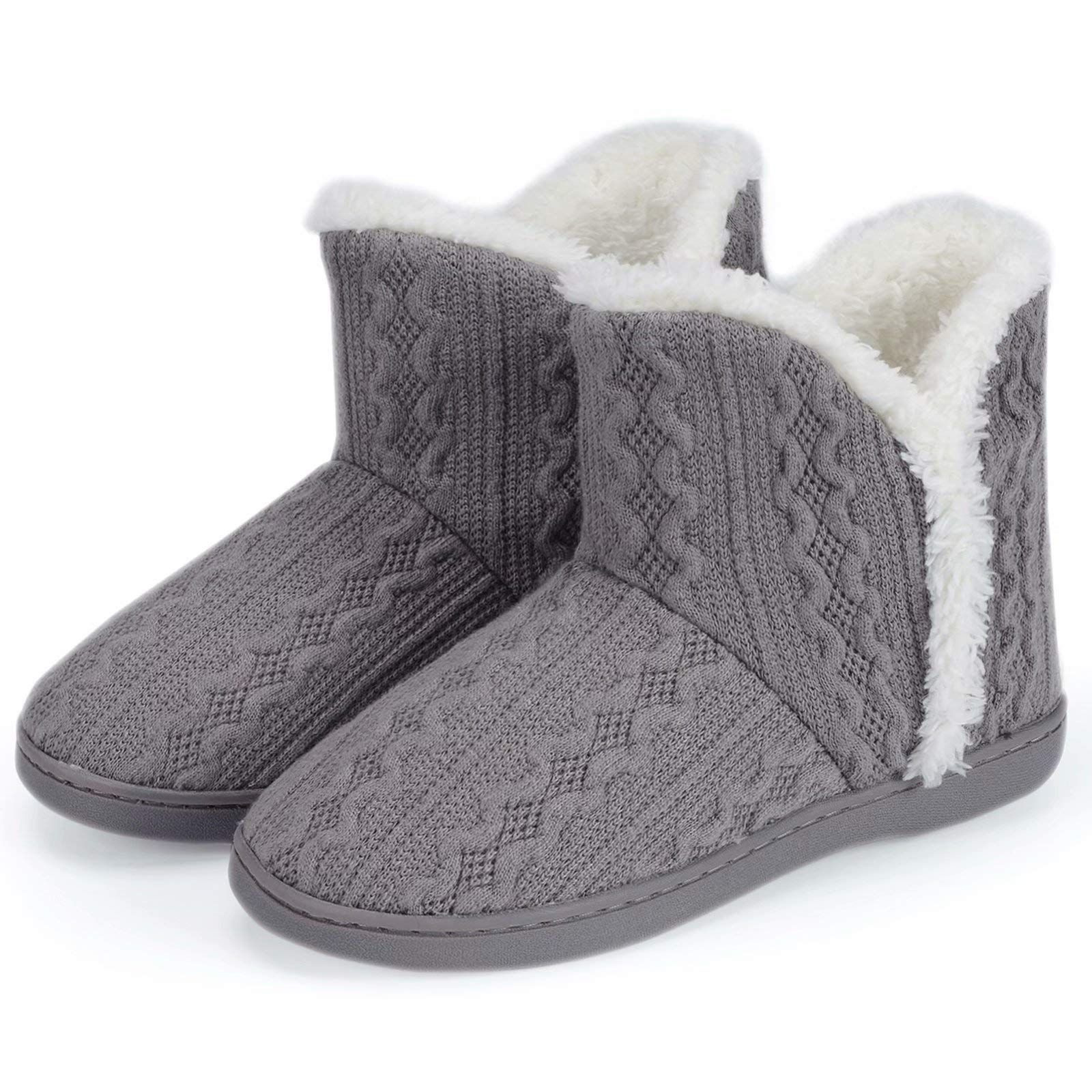 TUOBUQU Women's Winter Bootie Slippers - Cozy Fluffy Plush Indoor/Outdoor House Shoes for Cold Weather - Perfect for Home, Office, and Quick Errands