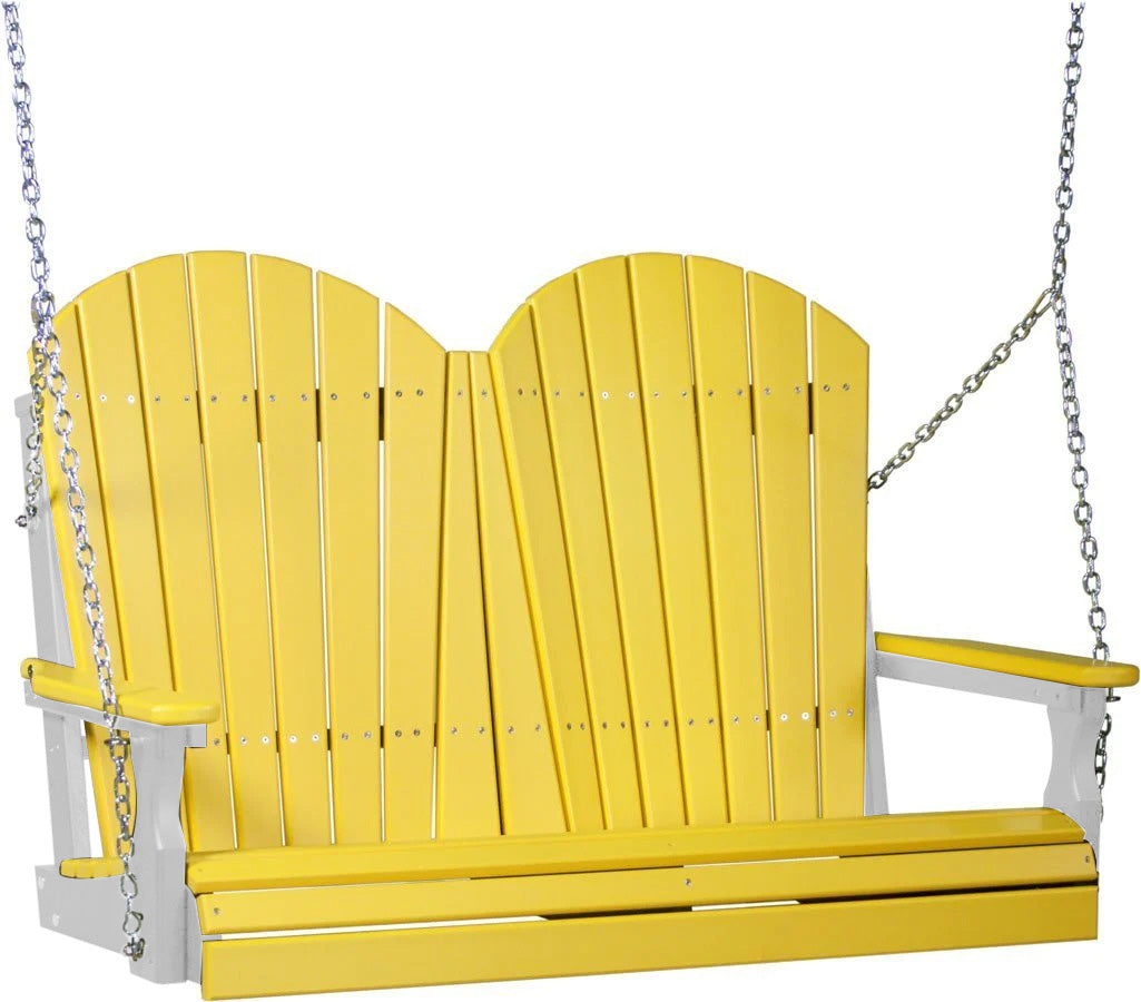 LuxCraft Yellow Adirondack 4ft Recycled Plastic Porch Swing - Outdoor Patio Furniture for Garden, Deck & Backyard Relaxation