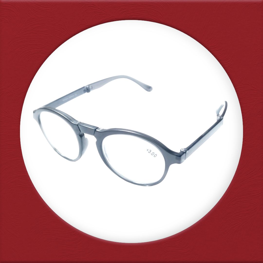 Round Folding Reading Glasses with Zip Pouch - Compact & Portable Reading Eyewear for Men & Women - Perfect for Travel, Reading, and Everyday Use