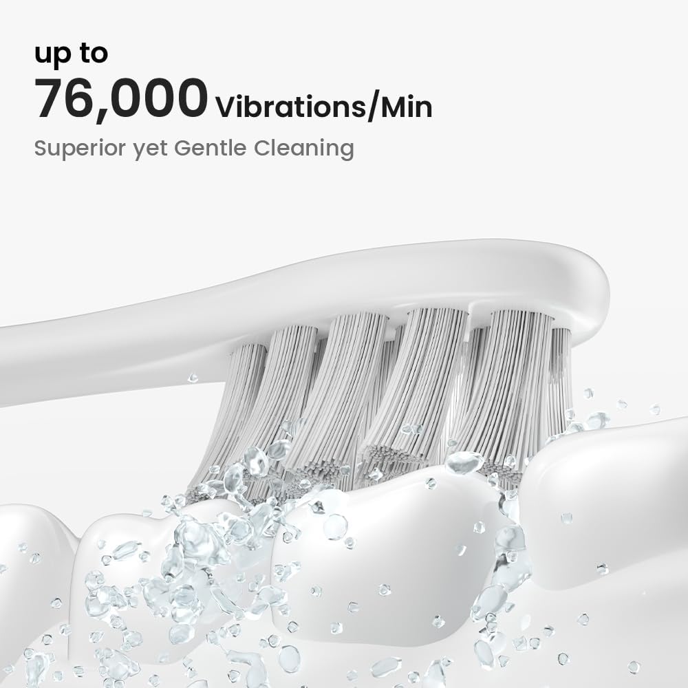 Oclean Electric Toothbrush for Adults - 150 Days Battery Life, USB Rechargeable Sonic Toothbrush with 6 Brush Heads & Travel Case, 5 Cleaning Modes & Smart Timer - Perfect for Travel, Home & Daily Oral Care