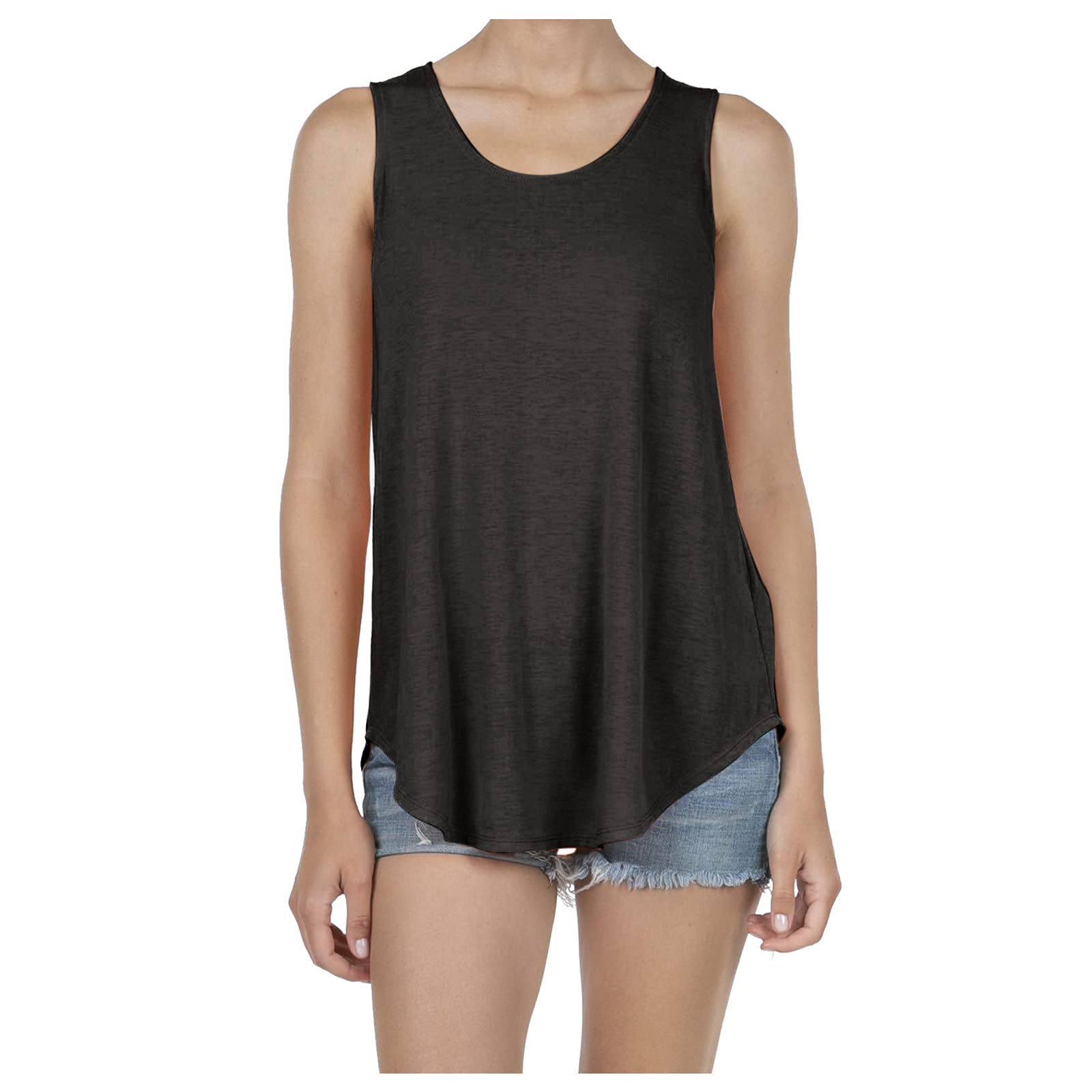 Vacger Women's Casual Summer Tank Tops - Round Neck Loose Sleeveless Tunic Blouse for Baseball & Outdoor Activities | Comfortable Breathable Shirt for Beach, Gym, and Daily Wear