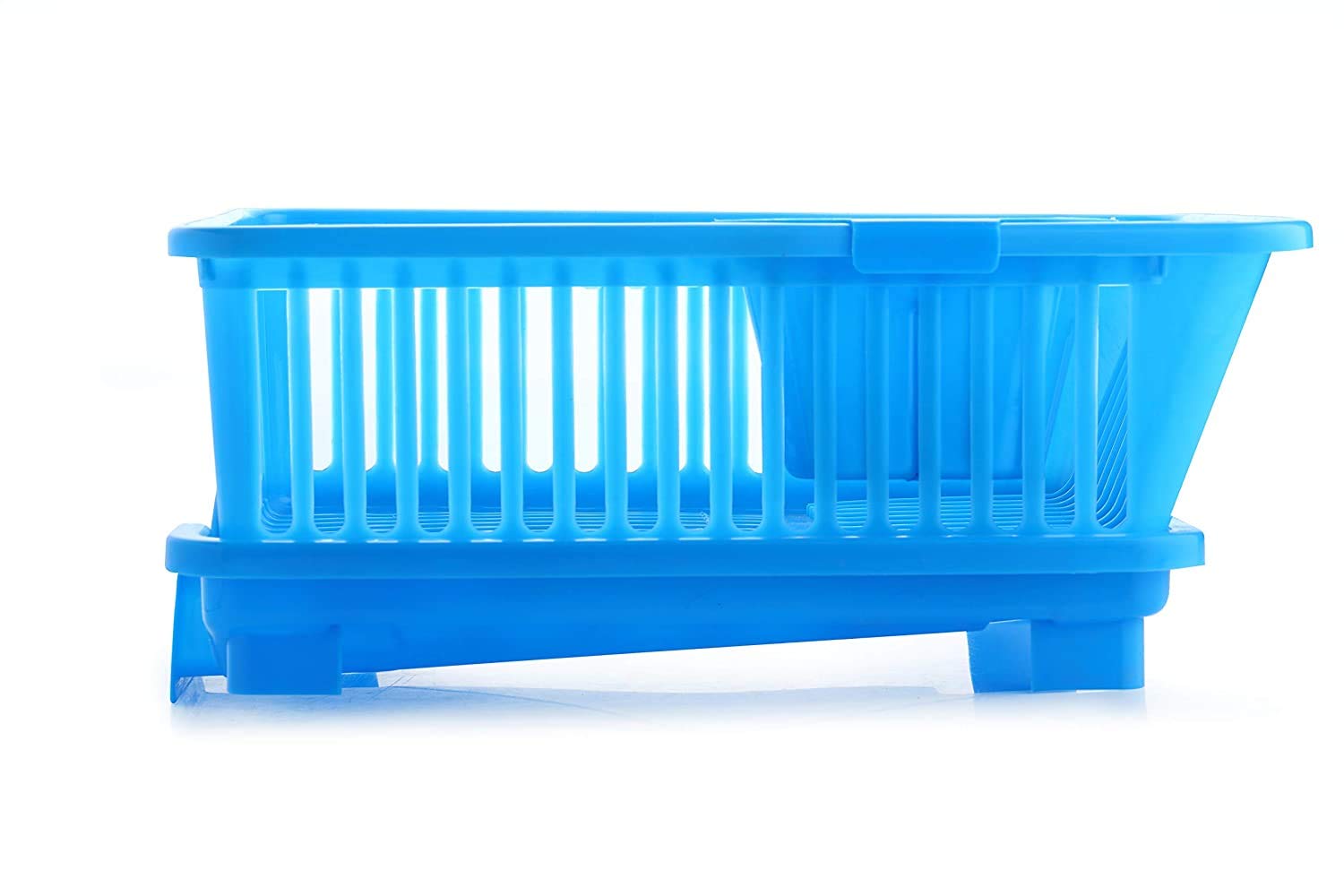 Clazkit 3-in-1 Large Plastic Kitchen Sink Dish Rack with Drainer & Drying Tray - Space Saving Dish Organizer for Utensils, Cutlery & Kitchen Tools - Perfect for Small Kitchens, Apartments & RVs (Color May Vary)