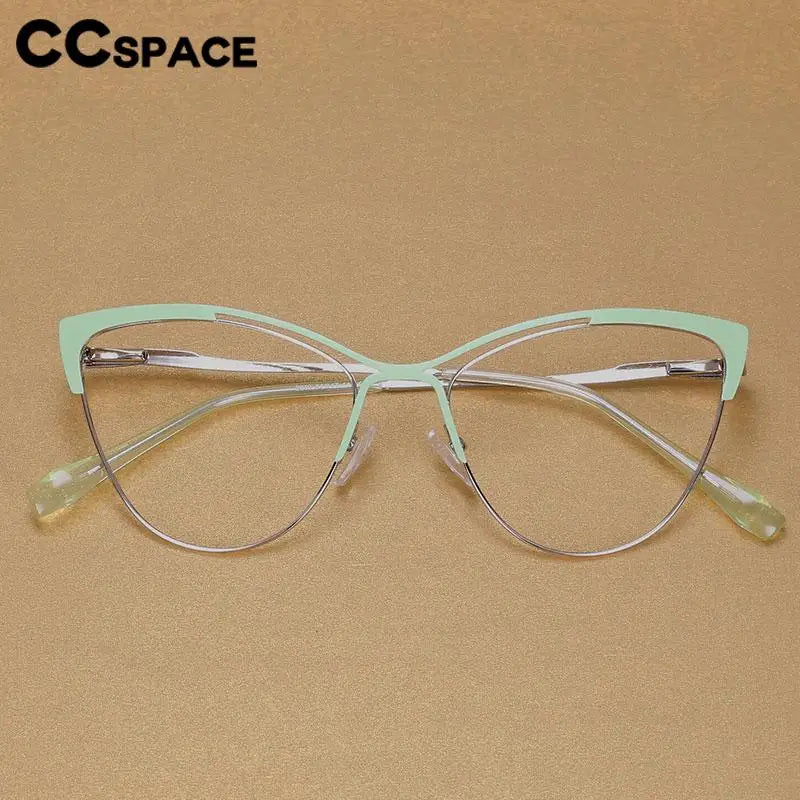 CCspace Women's Full Rim Cat Eye Alloy Eyeglasses Frame 57119 - Stylish Retro Glasses for Women, Lightweight Metal Frame with UV Protection - Perfect for Office, Reading & Fashion Accessories