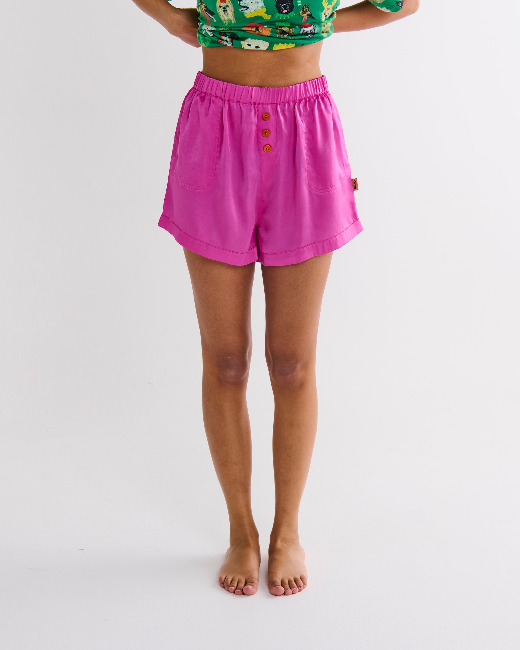 Flirty Teen Eco-Friendly Satin Short Sleeve Pajama Set - Soft & Breathable Sleepwear for Girls, Perfect for Sleepovers, Lounging & Comfortable Nights