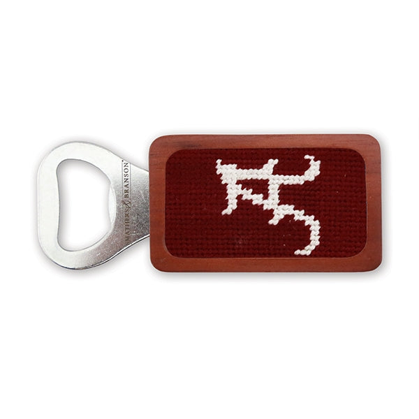 Alabama Needlepoint Bottle Opener - Vintage Style Metal Bottle Opener with Embroidered Design - Perfect for Beer, Soda & Home Bar Accessories