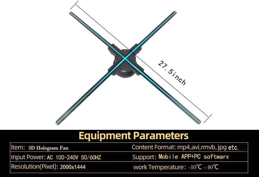 70CM 3D Hologram LED Fan Projector with 832 HD LED Beads - WiFi, Bluetooth & Remote Control for Stunning Holographic Advertising | Perfect for Business Promotions, Holiday Displays & Christmas Decorations | Ideal for Retail Stores, Events & Trade Shows