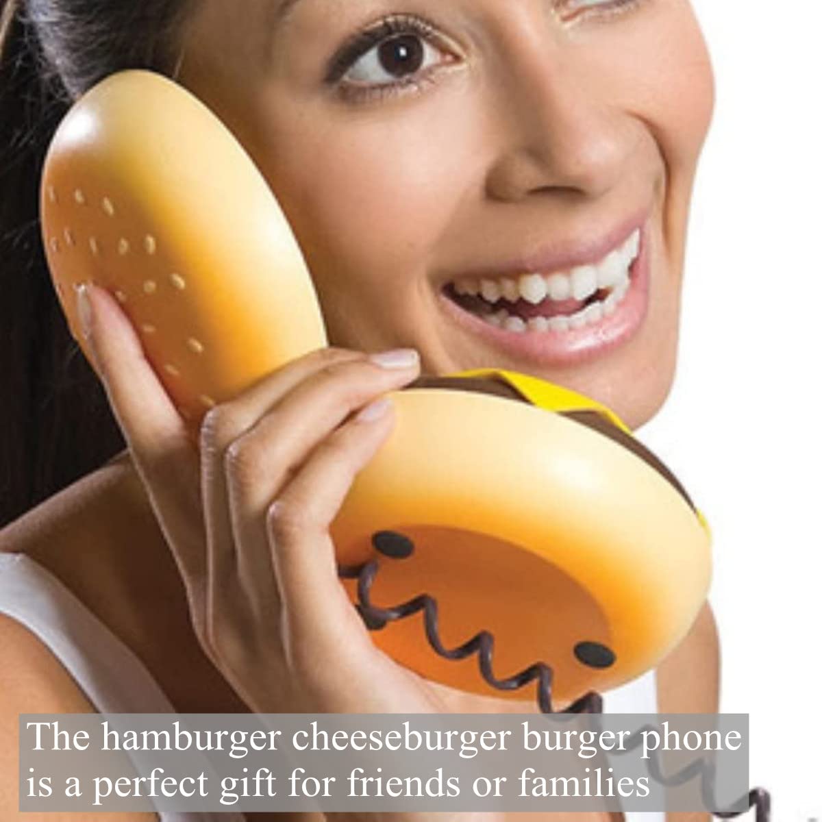 Retro Hamburger Phone - Wired Landline Telephone for Home, Office & Restaurant | Novelty Burger-Shaped House Phone with Fun Design | Perfect Gift for Kids & Burger Lovers | Great for Kitchen Decor, Diner Themed Rooms & 80s Nostalgia Collections