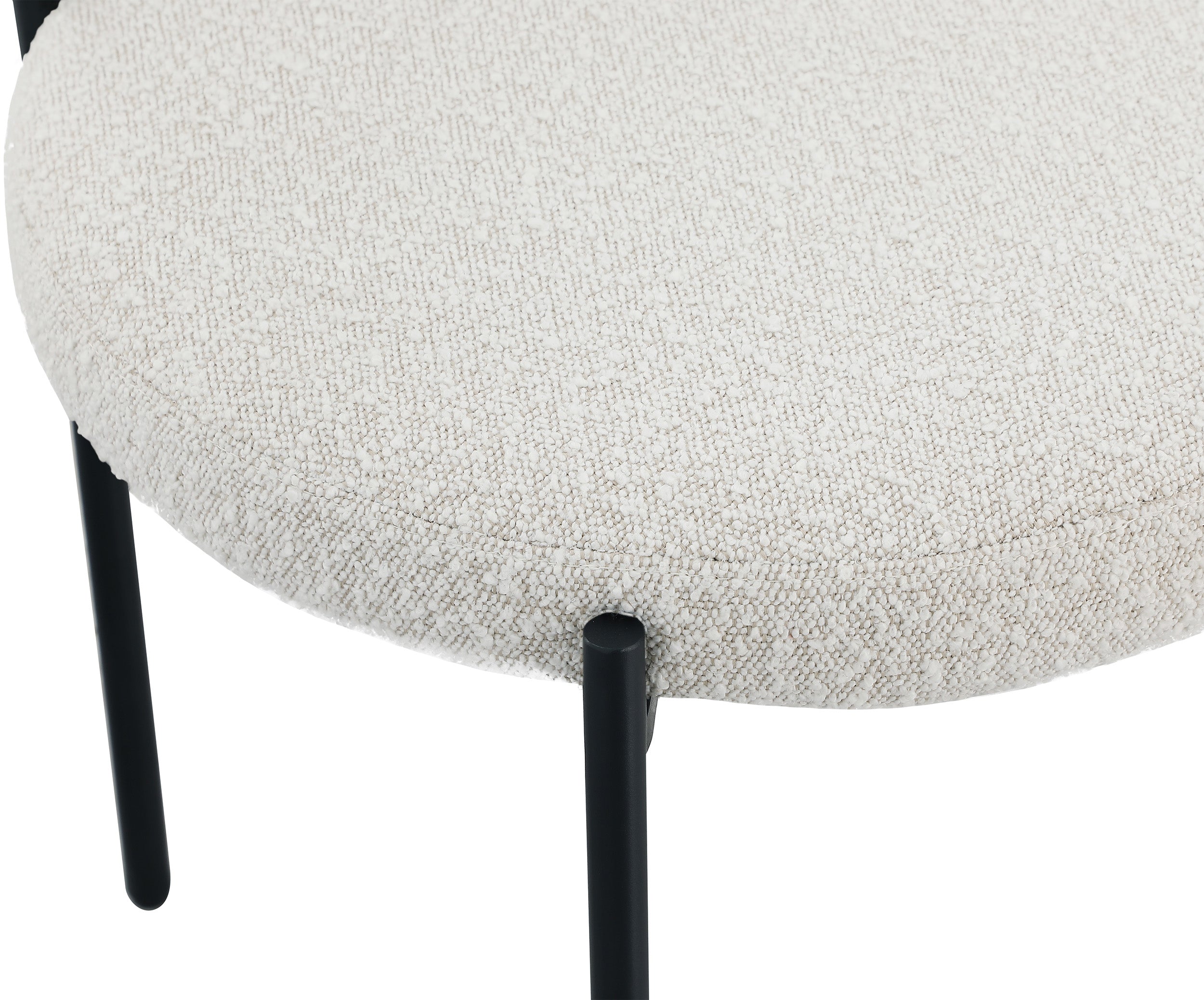 Luxury Boucle Fabric Dining Chair - Modern Upholstered Accent Chair for Dining Room, Living Room & Office - Soft & Comfortable Seat with Sturdy Metal Legs