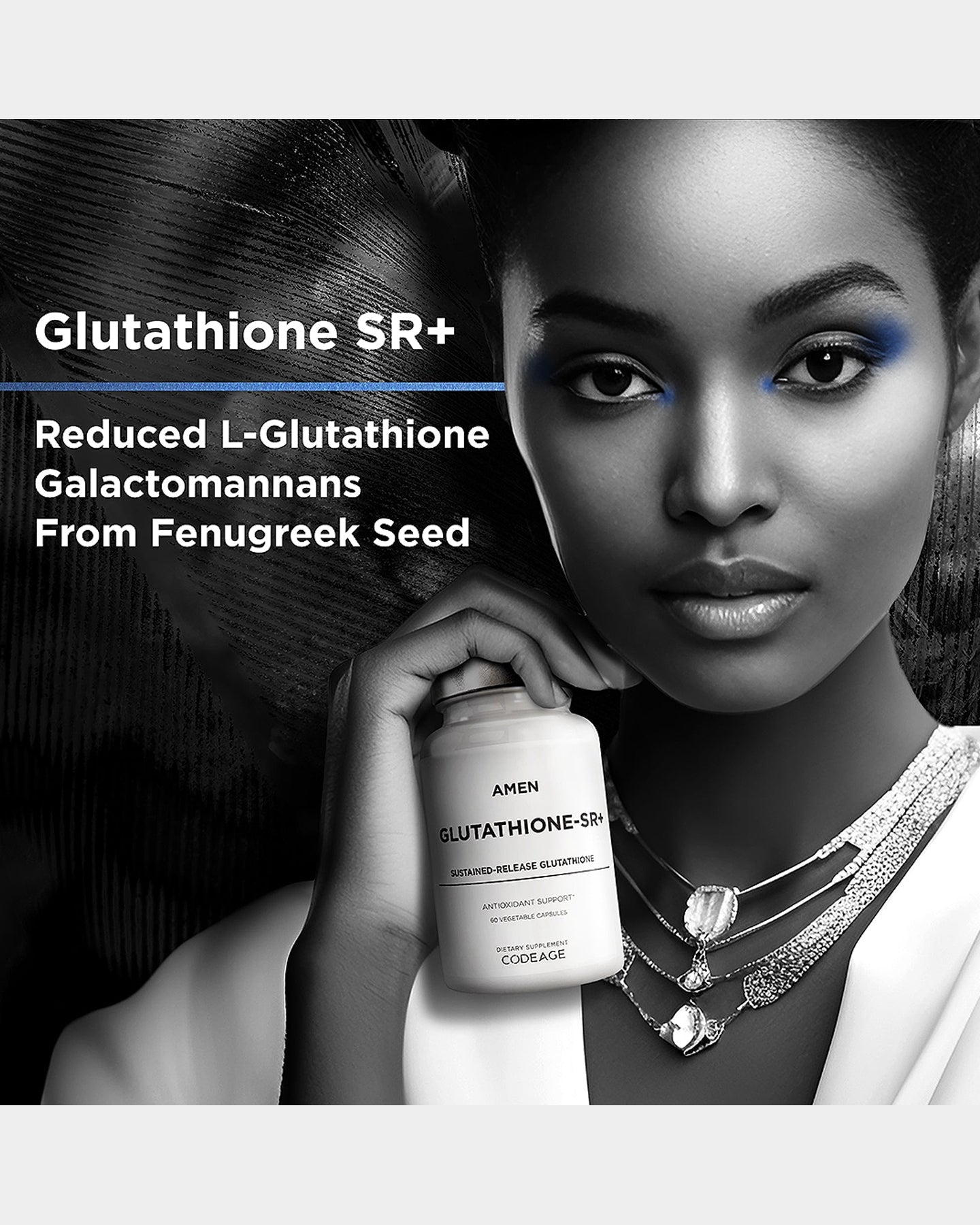 Codeage Amen Glutathione SR+ Supplement - Premium Sustained Release Glutathione for Immune Support & Antioxidant Benefits | Supports Skin Health & Detox | Ideal for Daily Wellness & Anti-Aging Routine