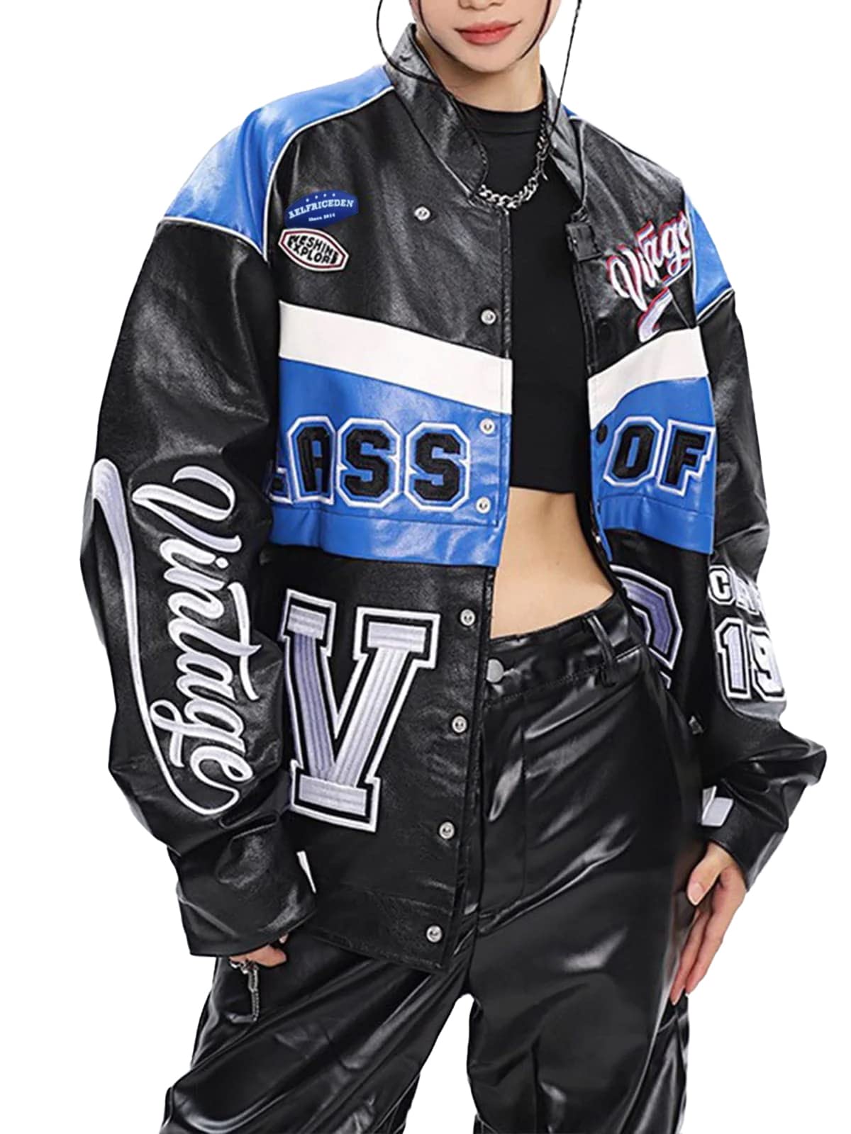 Aelfric Eden Men's & Women's Vintage Racing Jacket - Oversized Varsity Bomber Jacket with Nascar Style | Unisex Casual Leather Coat for Streetwear & Motorcycle Riding