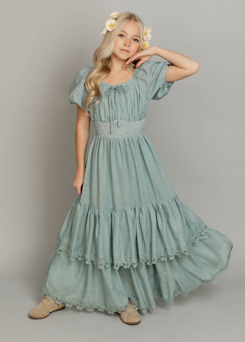 Casidy Women's Dusty Aqua Floral Print Summer Dress - Perfect for Beach Vacations, Brunch Dates & Outdoor Weddings