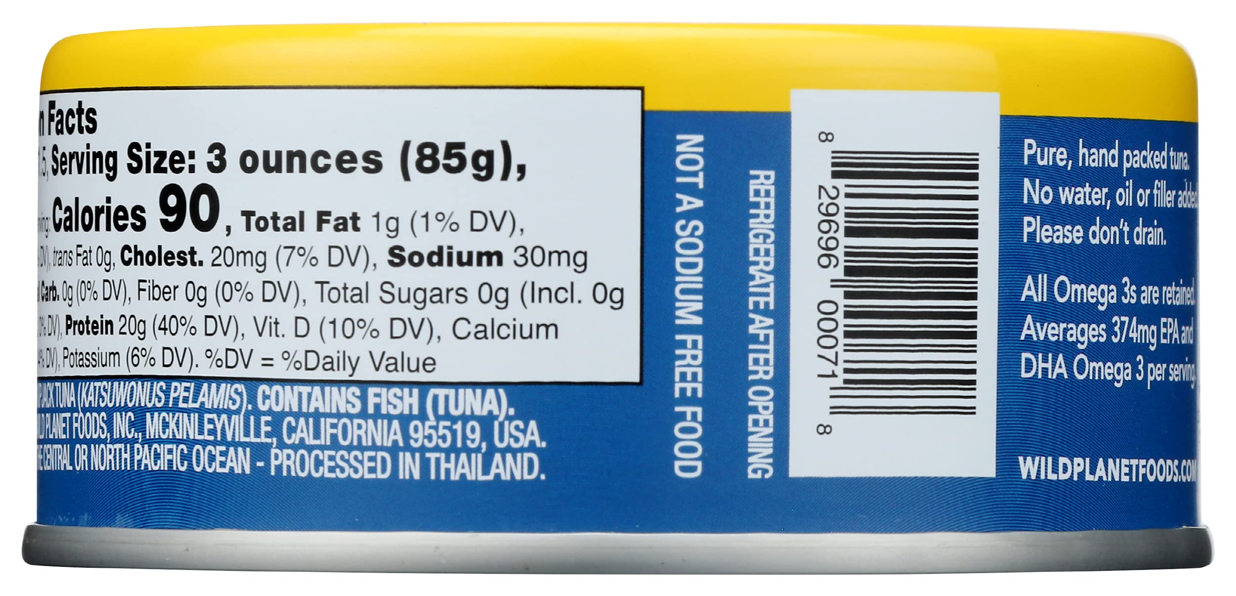Wild Planet Wild Skipjack Light Tuna - No Salt Added, Low Mercury, 5oz Can - Healthy Protein for Salads, Sandwiches & Keto Meals