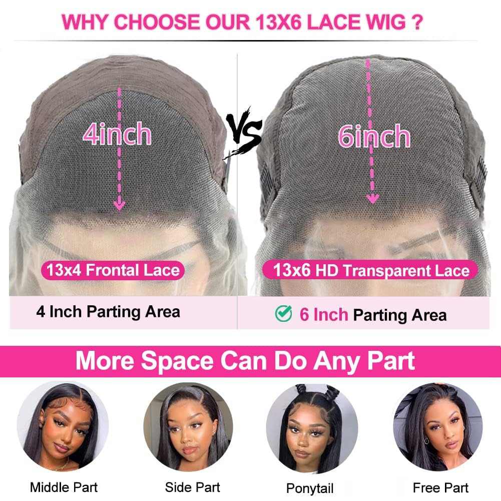 13x6 200% Density HD Lace Front Wigs Human Hair - Pre Plucked 28 Inch Straight Human Hair Lace Front Wigs for Black Women with Natural Hairline | Perfect for Daily Wear, Special Occasions & Protective Styling