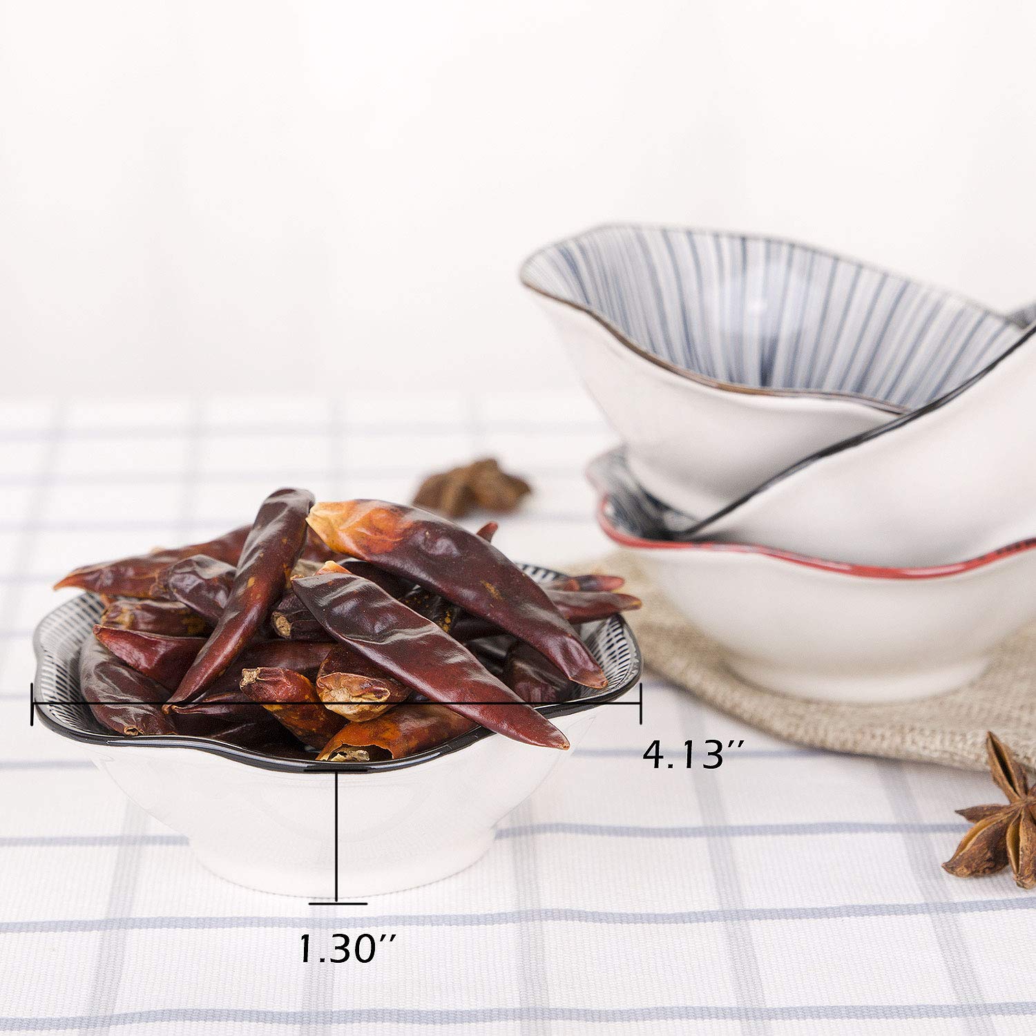 VanEnjoy 4-Piece Ceramic Japanese Dipping Bowls Set - Modern Soy Sauce & Seasoning Dishes for Sushi, Dumplings & Asian Cuisine - Perfect for Restaurants, Home Dining & Gift Giving