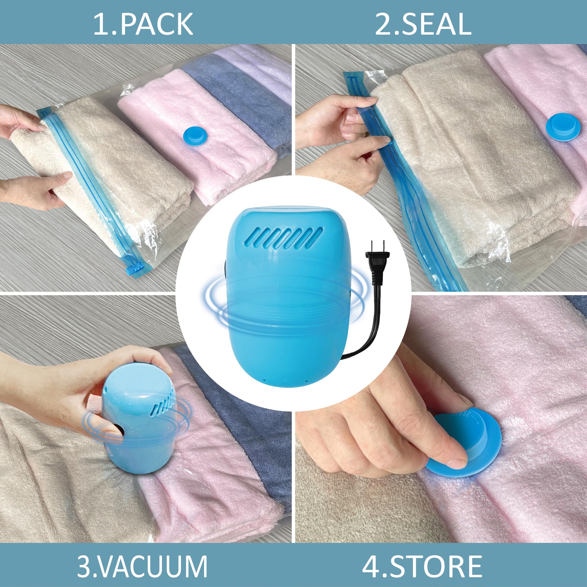 **12-Pack Vacuum Storage Bags with Electric Pump (2 Jumbo, 2 Large, 4 Medium, 4 Small) - Space Saver Bags for Clothes, Comforters, Blankets & Bedding - Perfect for Travel, Moving & Seasonal Storage**