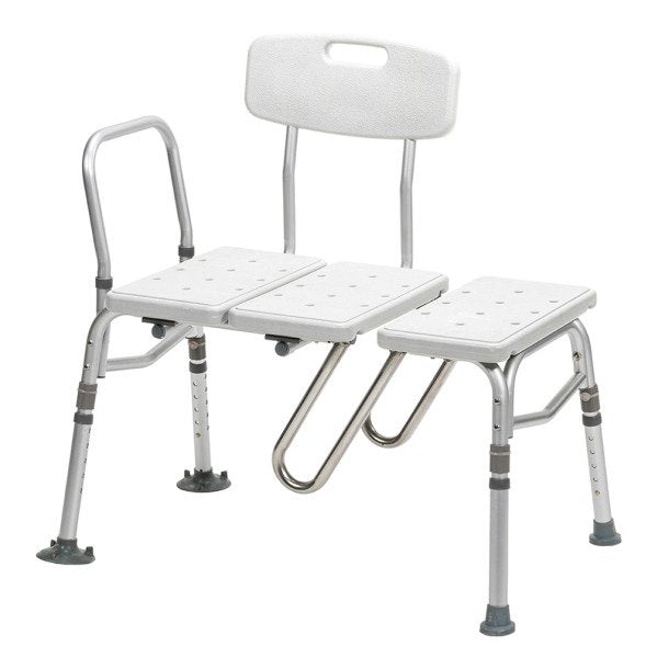 Drive Medical Splash Defense Foldable Bath Transfer Bench - Adjustable Height Shower Seat for Elderly & Disabled - Safe Non-Slip Bathing Aid for Home & Healthcare Use