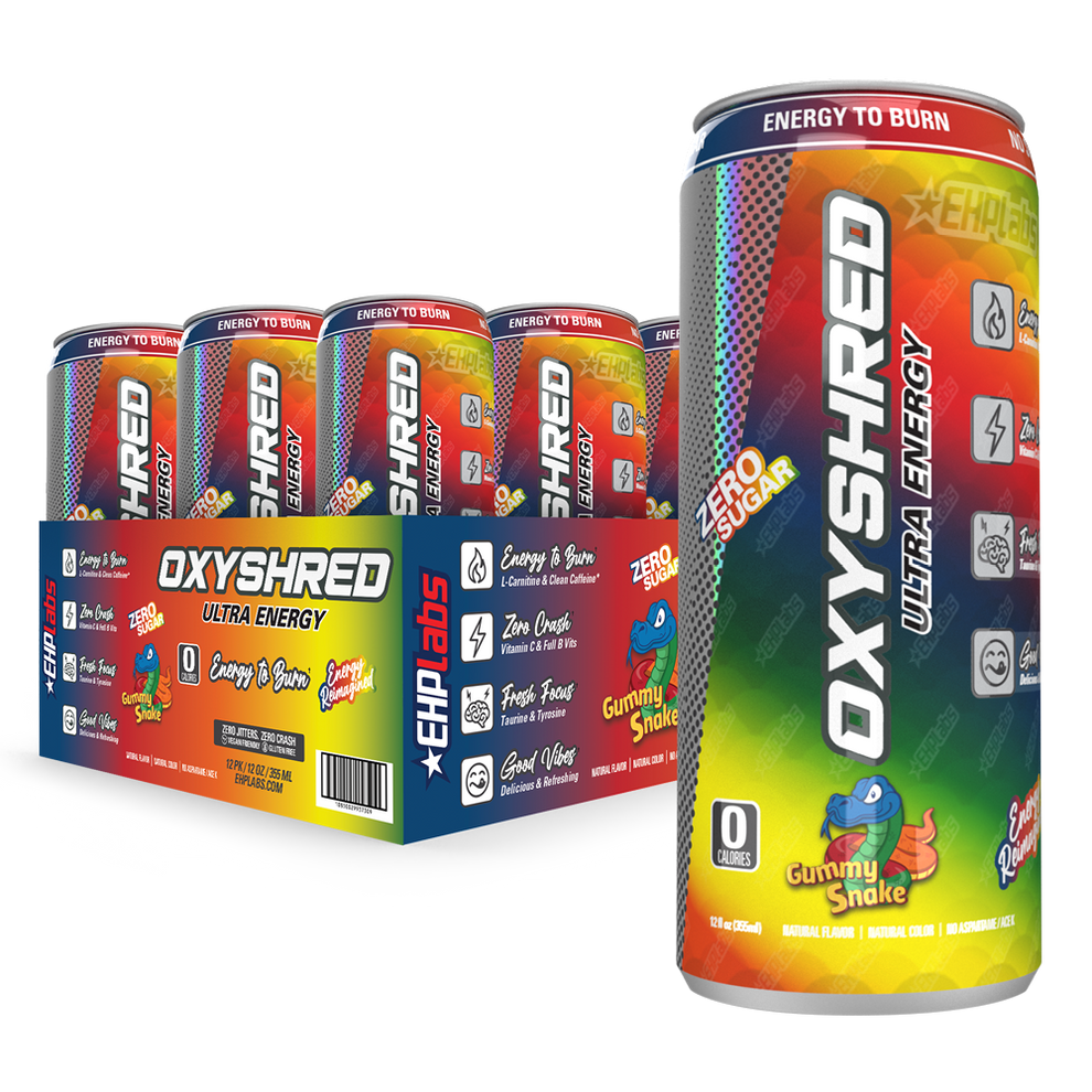 EHP Labs OxyShred Ultra Energy Drink RTD - 12 Pack (355ml Each) | Fat Burning & Performance Booster | Pre-Workout, Gym & Fitness Fuel