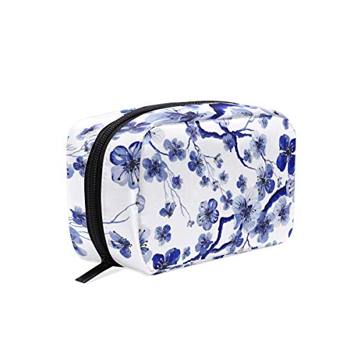Japanese Cherry Blossom Cosmetic Bag - Waterproof Zippered Makeup Pouch for Travel, Toiletry & Brush Storage | Portable Square Purse Organizer for Women & Girls | Perfect for Gym, Vacation & Daily Essentials