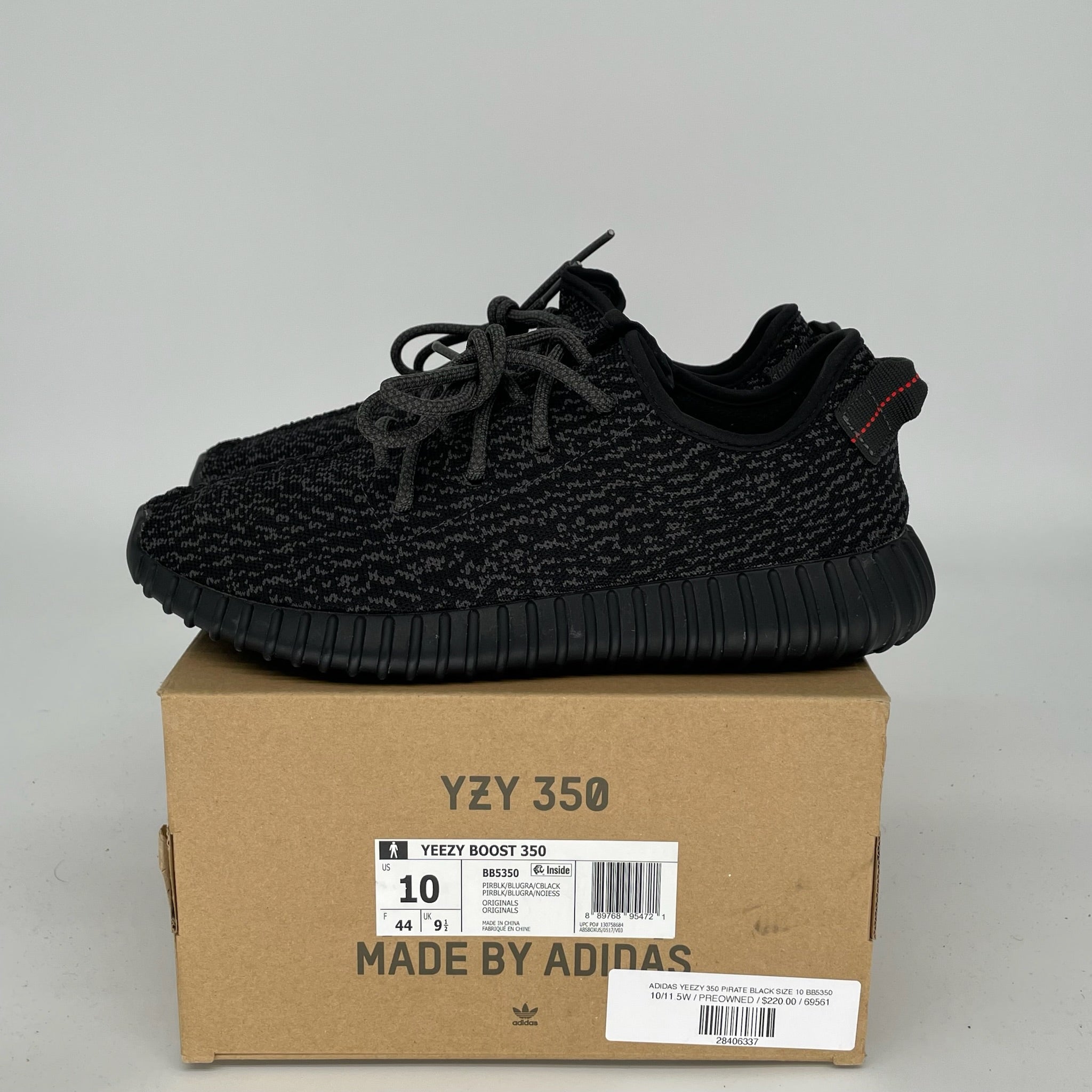 Adidas Yeezy Boost 350 V2 Pirate Black Men's Running Shoes Size 10 - Comfortable Sneakers for Casual Wear, Gym & Street Fashion