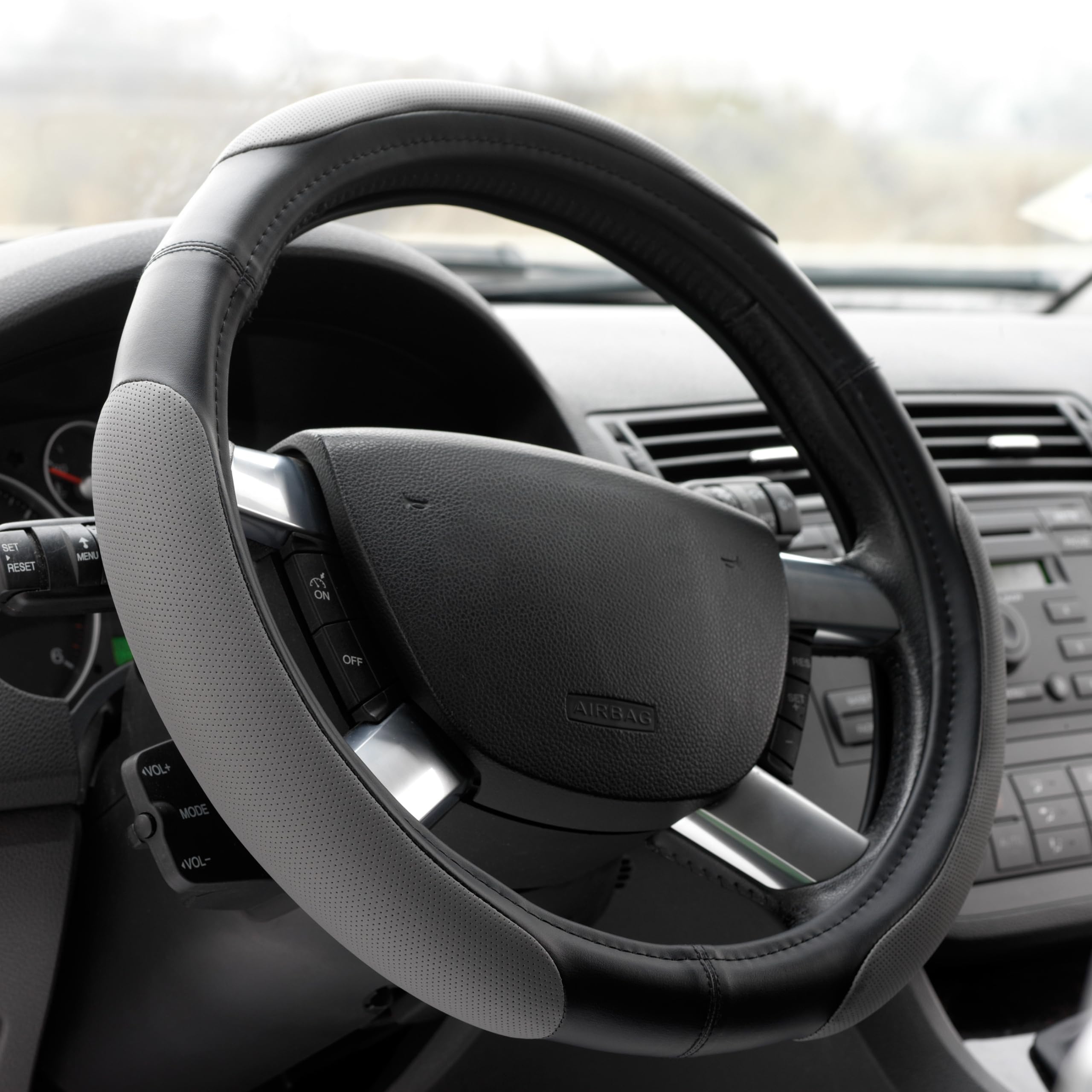 Orion 16287 Odorless Car Steering Wheel Cover - Grey, 37-39 cm Diameter - Non-Slip Grip for Comfortable Driving in All Seasons