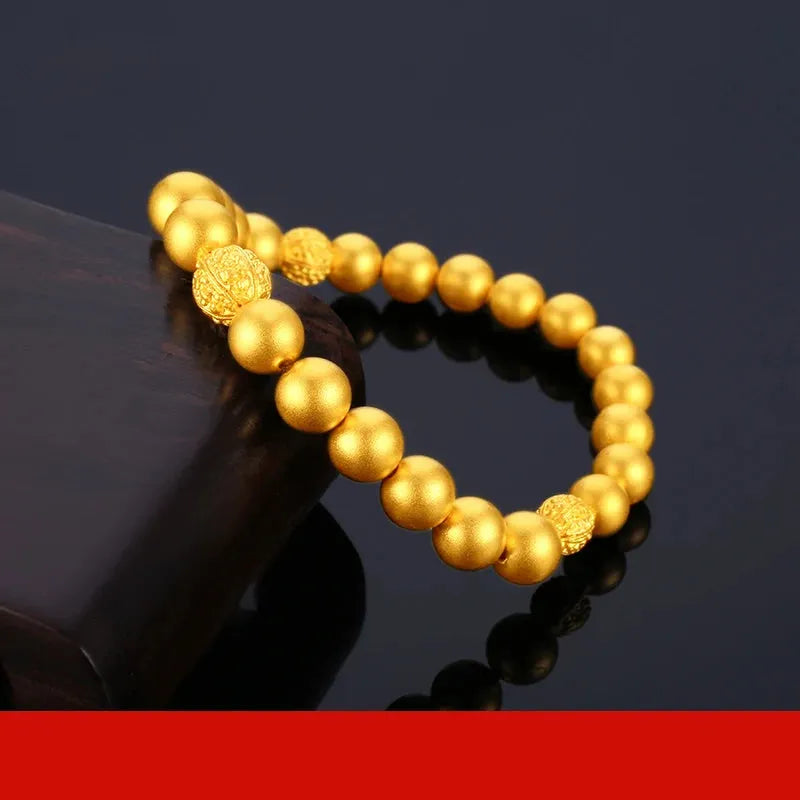 24K Pure Gold Bracelet for Women - 999 Solid Real Gold Bangle with Smooth Beads, Elegant & Trendy Fine Jewelry Gift for Anniversary, Birthday, Valentine's Day - 2023 New Collection