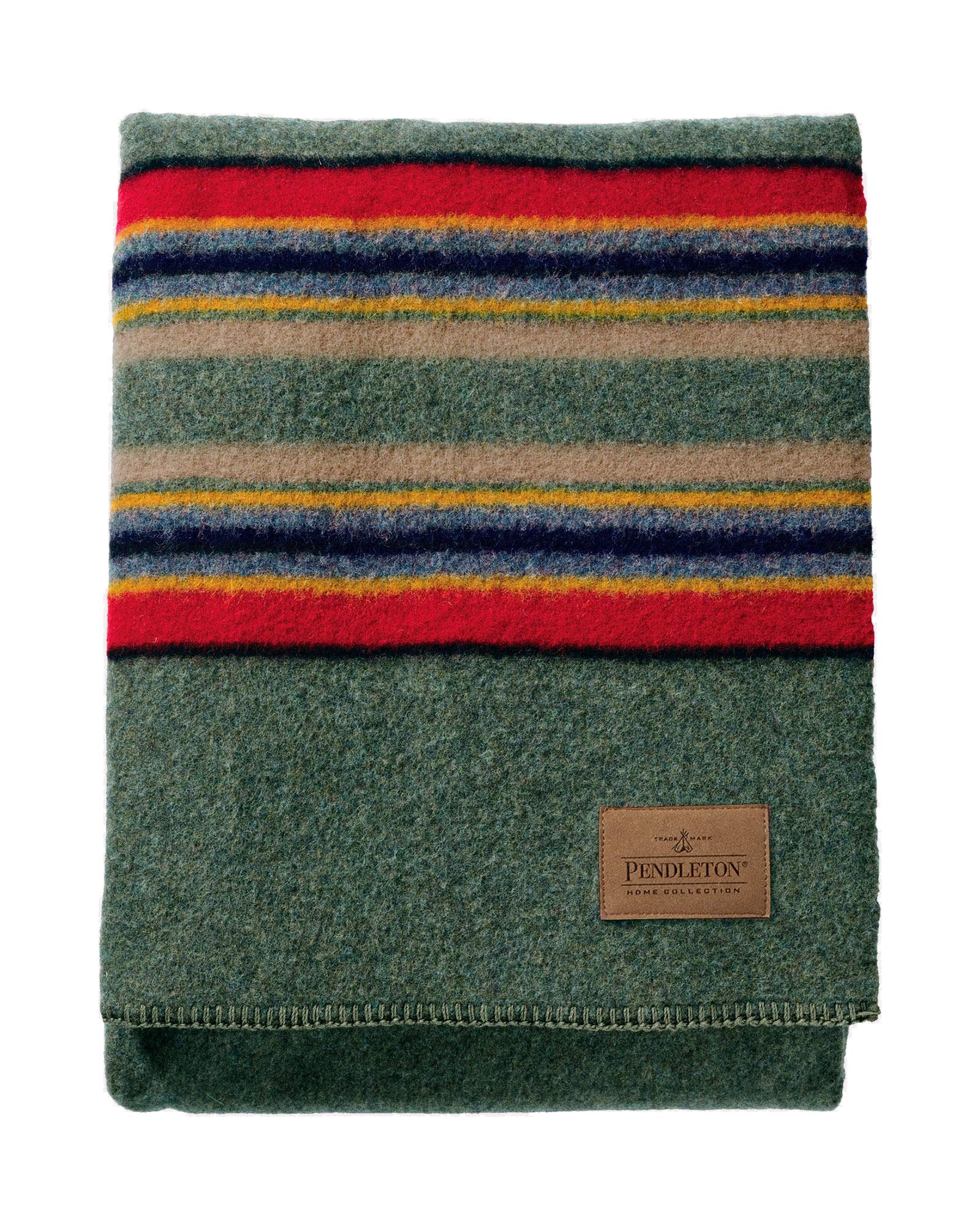 PENDLETON Queen Size Green Heather Camp Blanket - Warm & Durable Outdoor Camping Blanket for Picnics, Hiking & Cozy Home Use